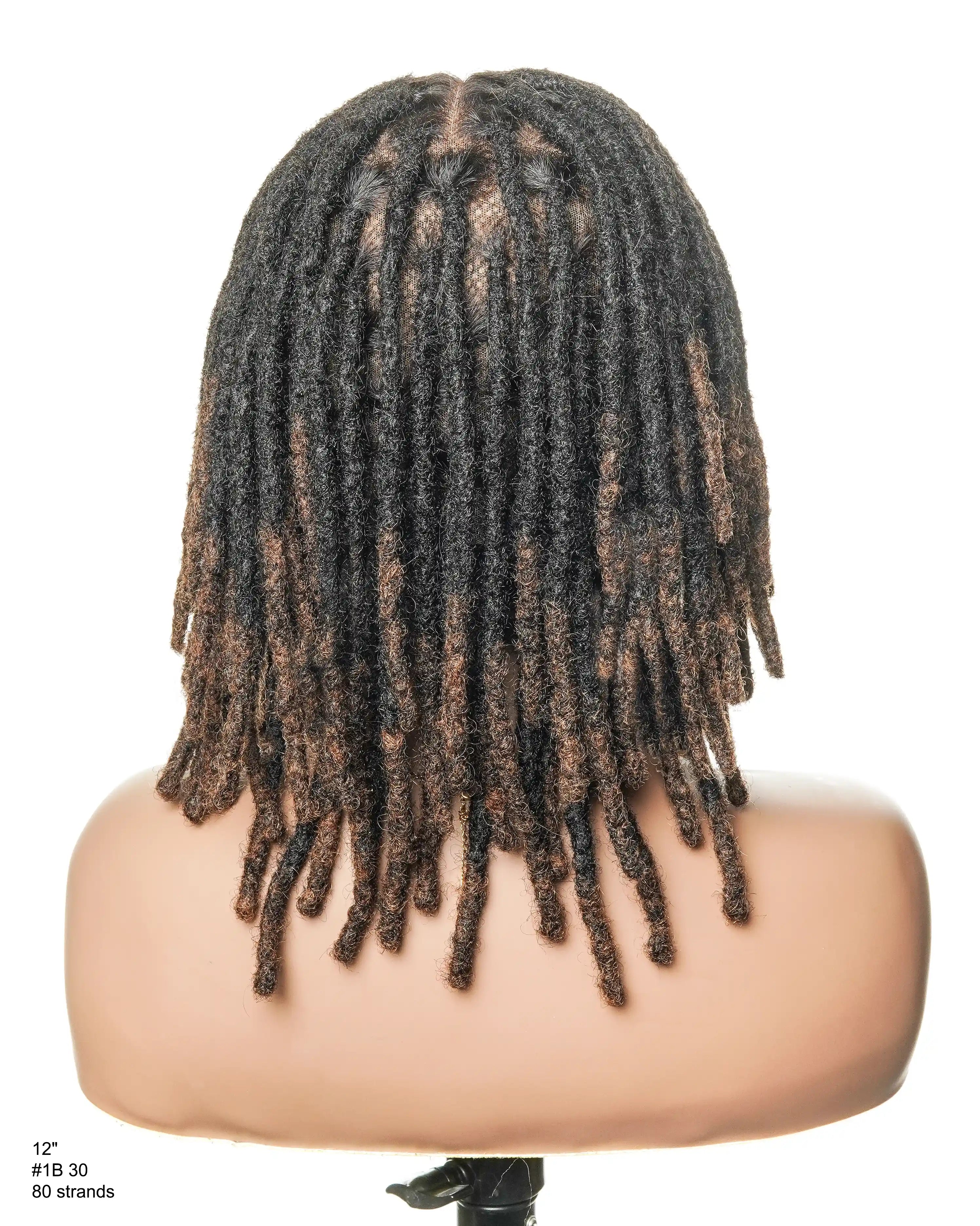 Perruque en dentelle complète Swiss HD pré-blanchie, 100 % cheveux naturels, dreadlocks de 12" qualité salon (une seule tresse mesure 6.5"-8.2")