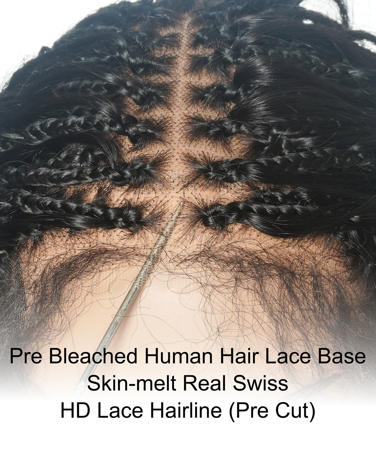 Michelle - Perruque Bora Bora Body Wave tressée de tresses Boho, entièrement lacée, cheveux humains vierges 100 % pré-décolorés