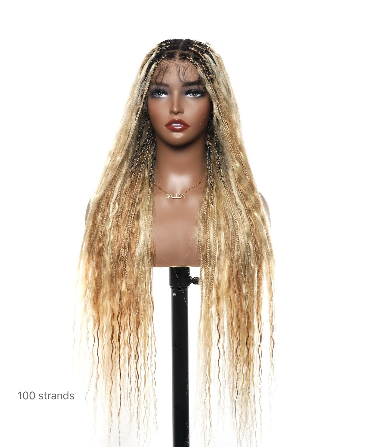 Cheveux humains Super Boho Couleur #27/613 Cheveux humains pré-décolorés Perruque tressée de type Boho sans nœuds avec dentelle, très dense, 100 mèches