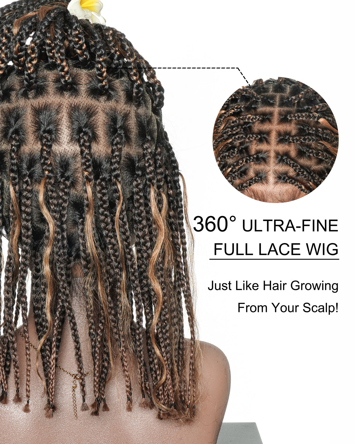 Perruque tressée de 12 pouces "Boho Box Braid" entièrement prélavée