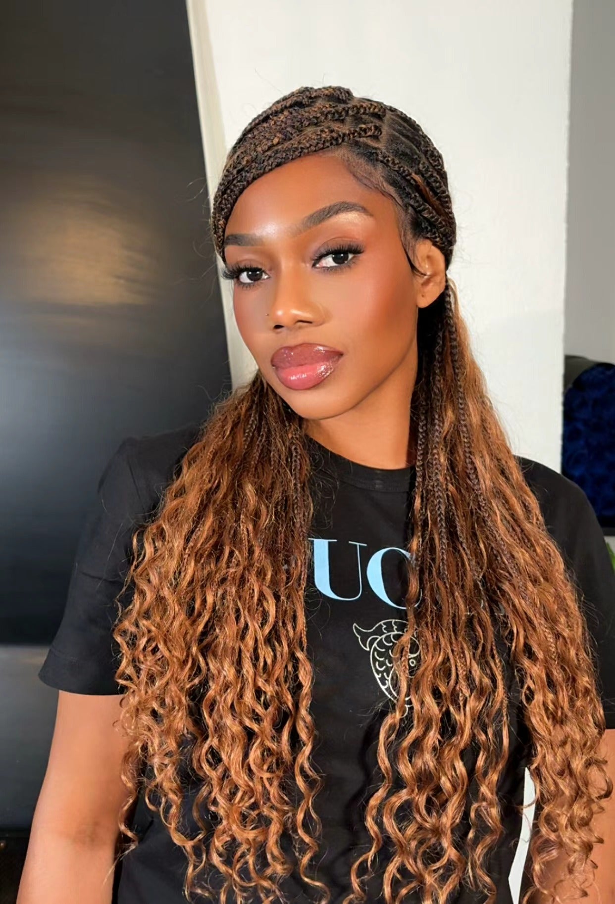 Kiki - Perruque tressée de type Boho, bouclée, en cheveux humains pré-décolorés de 24 pouces, avec base en dentelle suisse HD