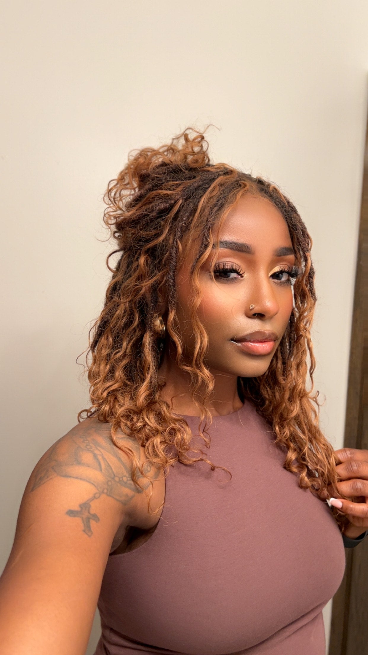 Lola - 16" Pre Bleached Swiss HD Full Lace Boho Locs Wig With Human Hair Boho Curls