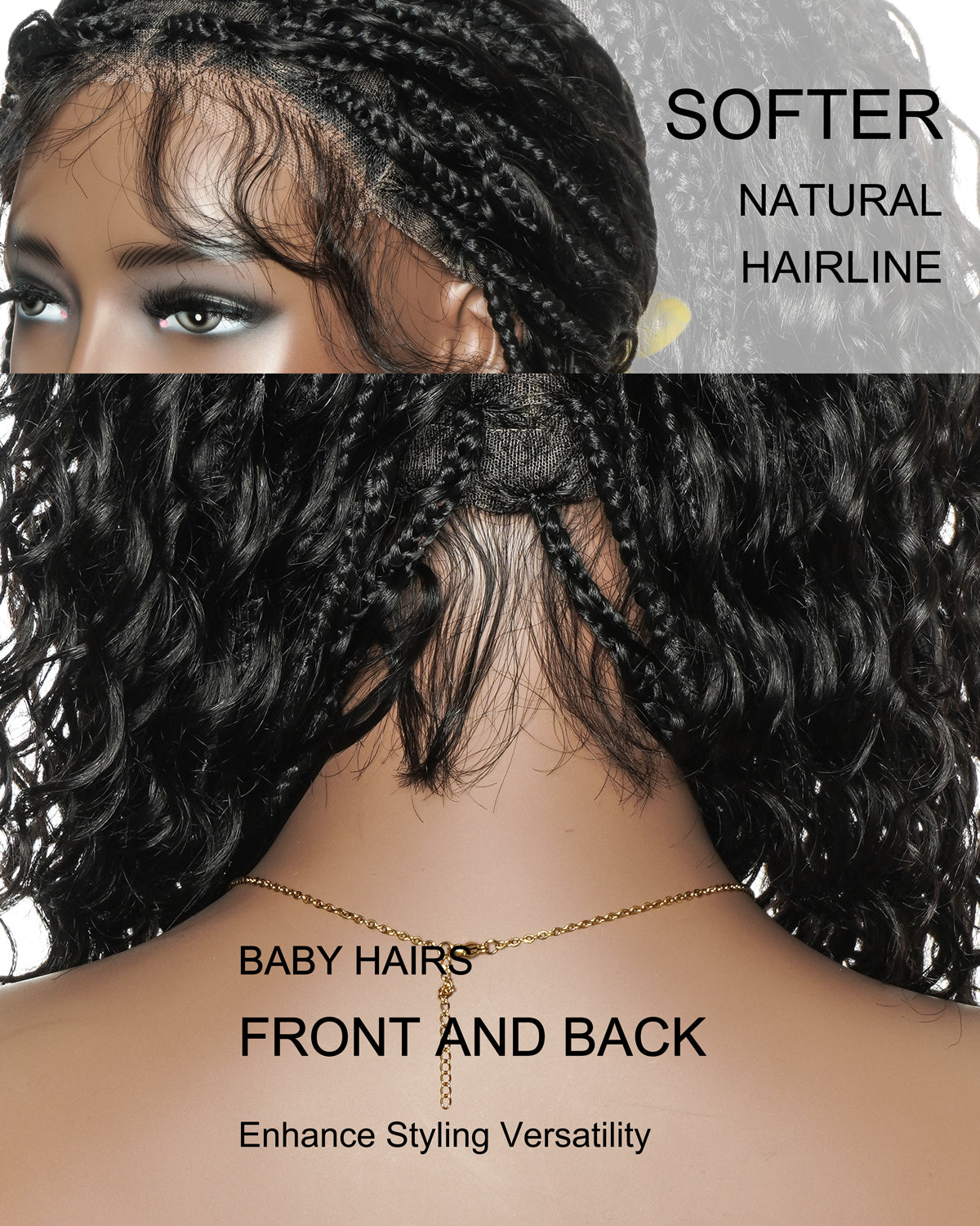 Perruque tressée en cheveux naturels, sans colle, 16 pouces, HD pré-coupée, entièrement en dentelle élastique, légère, prête à l'emploi, tresses bohèmes en boîte.