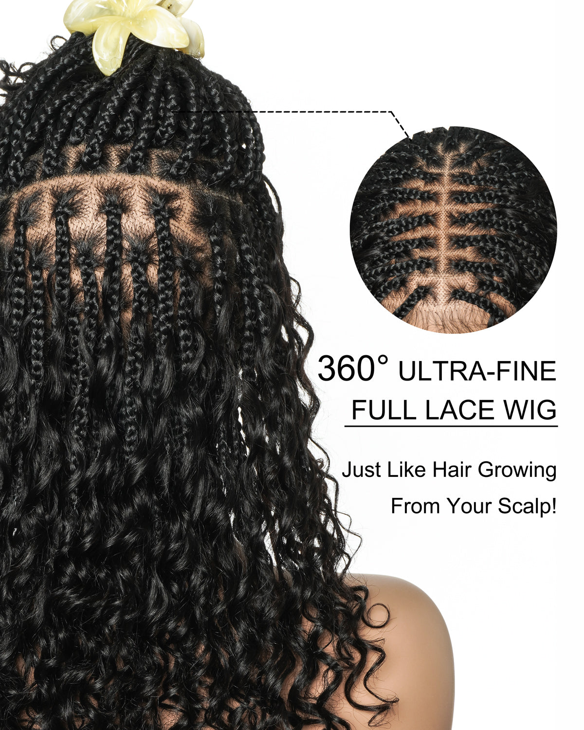 Lumina - 18" Piano Color Swiss HD Full Lace Human Hair Boho Braided Wig