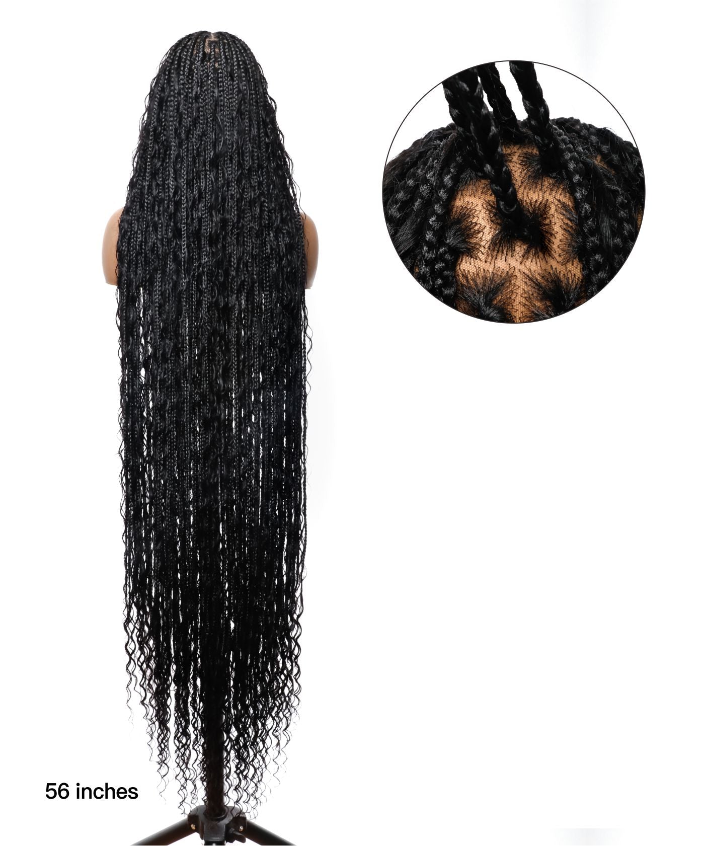 Perruque tressée de cheveux humains pré-décolorés, sans enchevêtrement, en dentelle HD de 142 cm, sans nœuds, style bohème, 100 mèches - Racines de cheveux humains et boucles bohèmes et cheveux de bébé