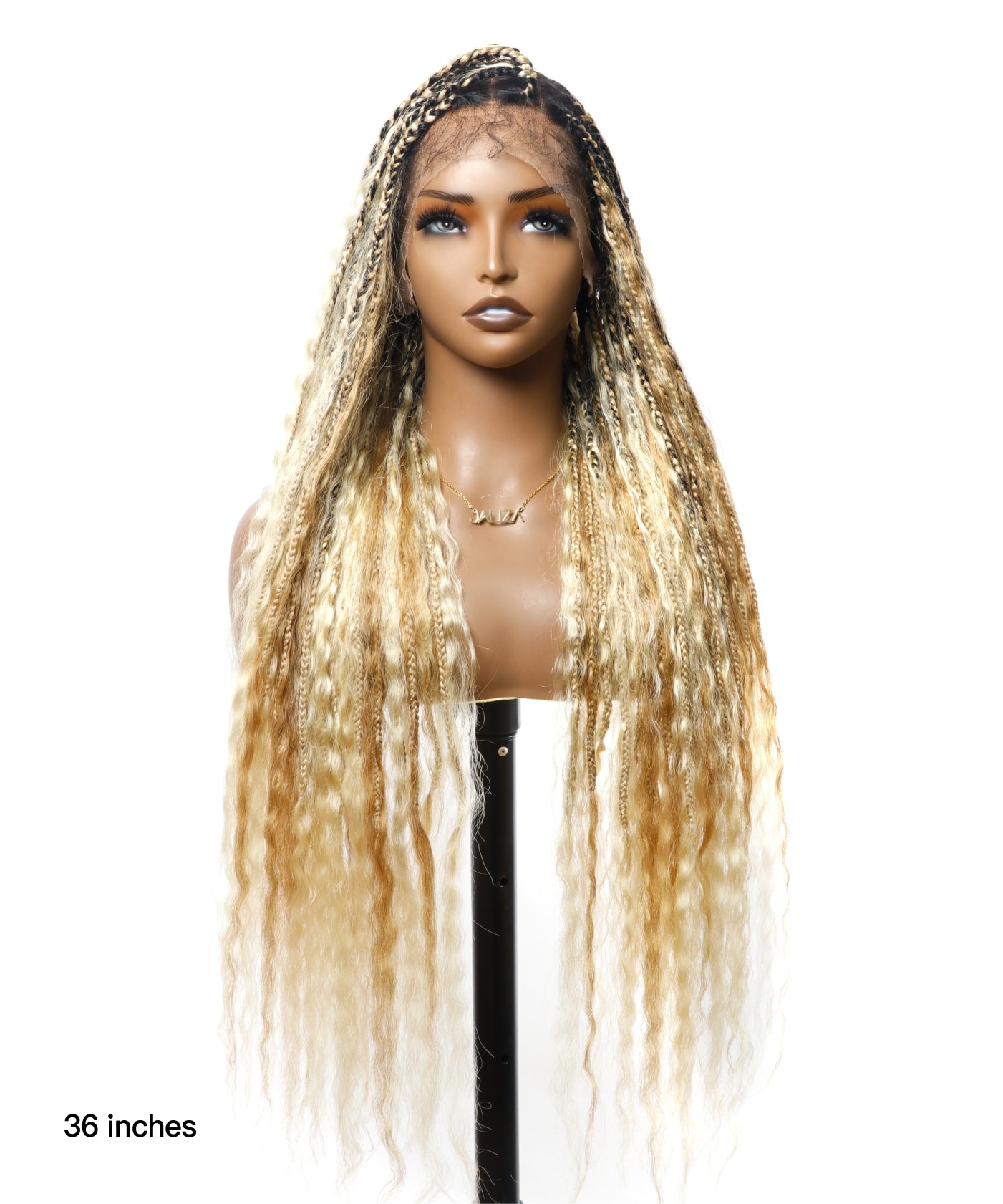Cheveux humains Super Boho Couleur #27/613 Cheveux humains pré-décolorés Perruque tressée de type Boho sans nœuds avec dentelle, très dense, 100 mèches