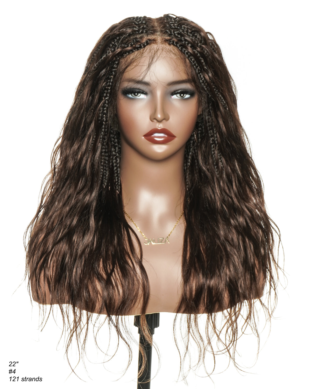 Perruque tressée bohème ondulée en cheveux humains, conception personnalisée - 121 mèches