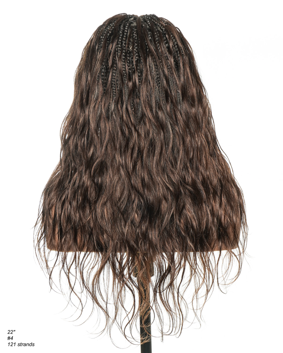 Perruque tressée bohème ondulée en cheveux humains, conception personnalisée - 121 mèches
