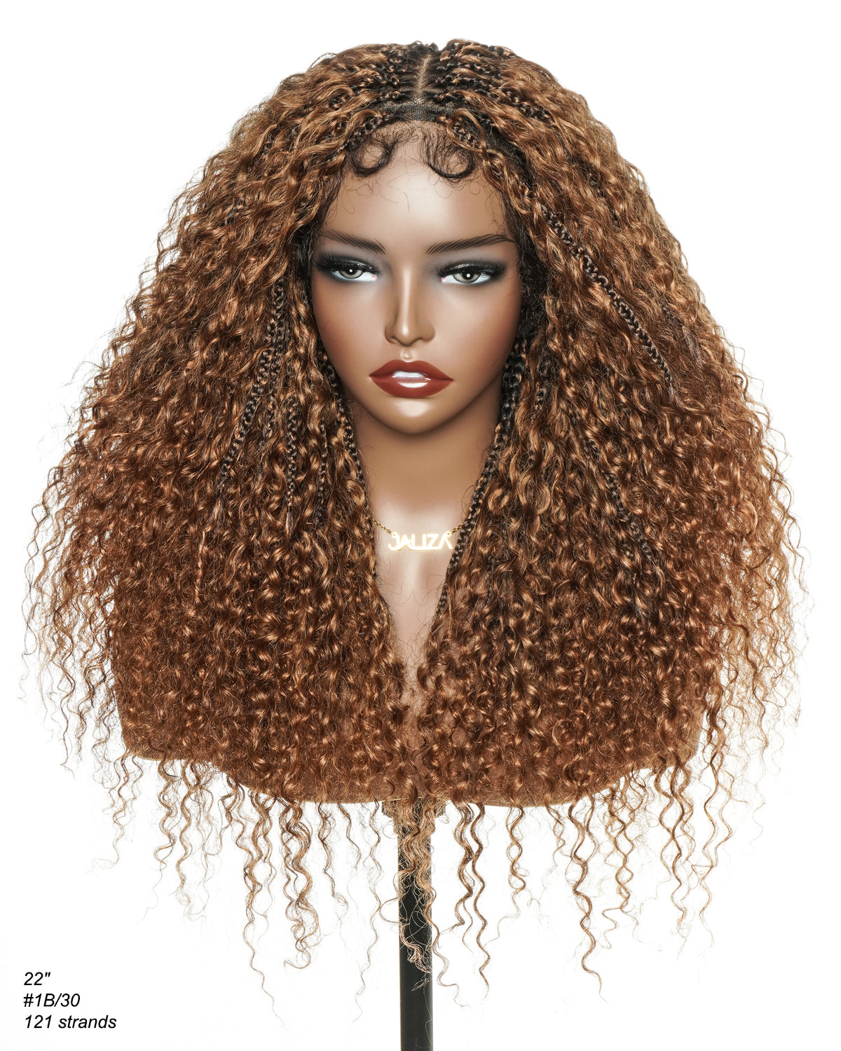 Lulu - Perruque bouclée tressée en dentelle intégrale suisse HD pré-décolorée en cheveux naturels, style bohème, Bora Bora
