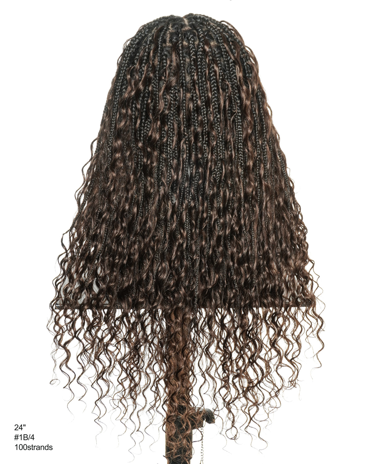 Kiki - Perruque tressée de type Boho, bouclée, en cheveux humains pré-décolorés de 24 pouces, avec base en dentelle suisse HD