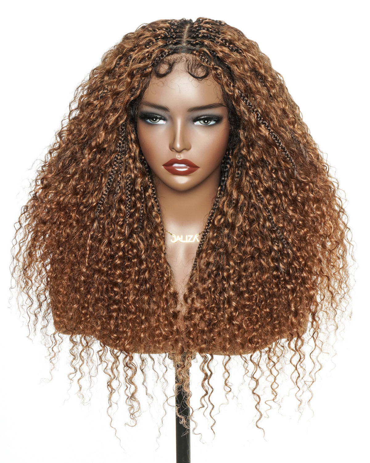 Lulu - Perruque bouclée tressée en dentelle intégrale suisse HD pré-décolorée en cheveux naturels, style bohème, Bora Bora