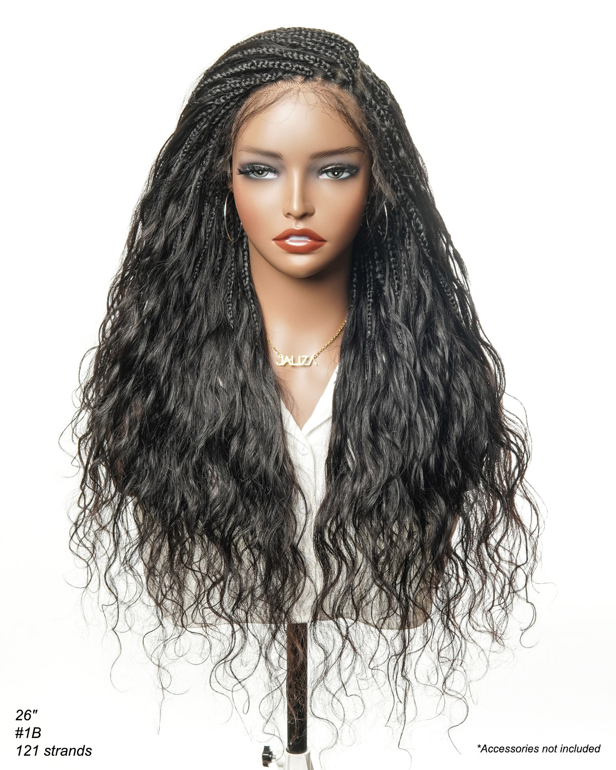 Perruque tressée bohème ondulée en cheveux humains, conception personnalisée - 121 mèches