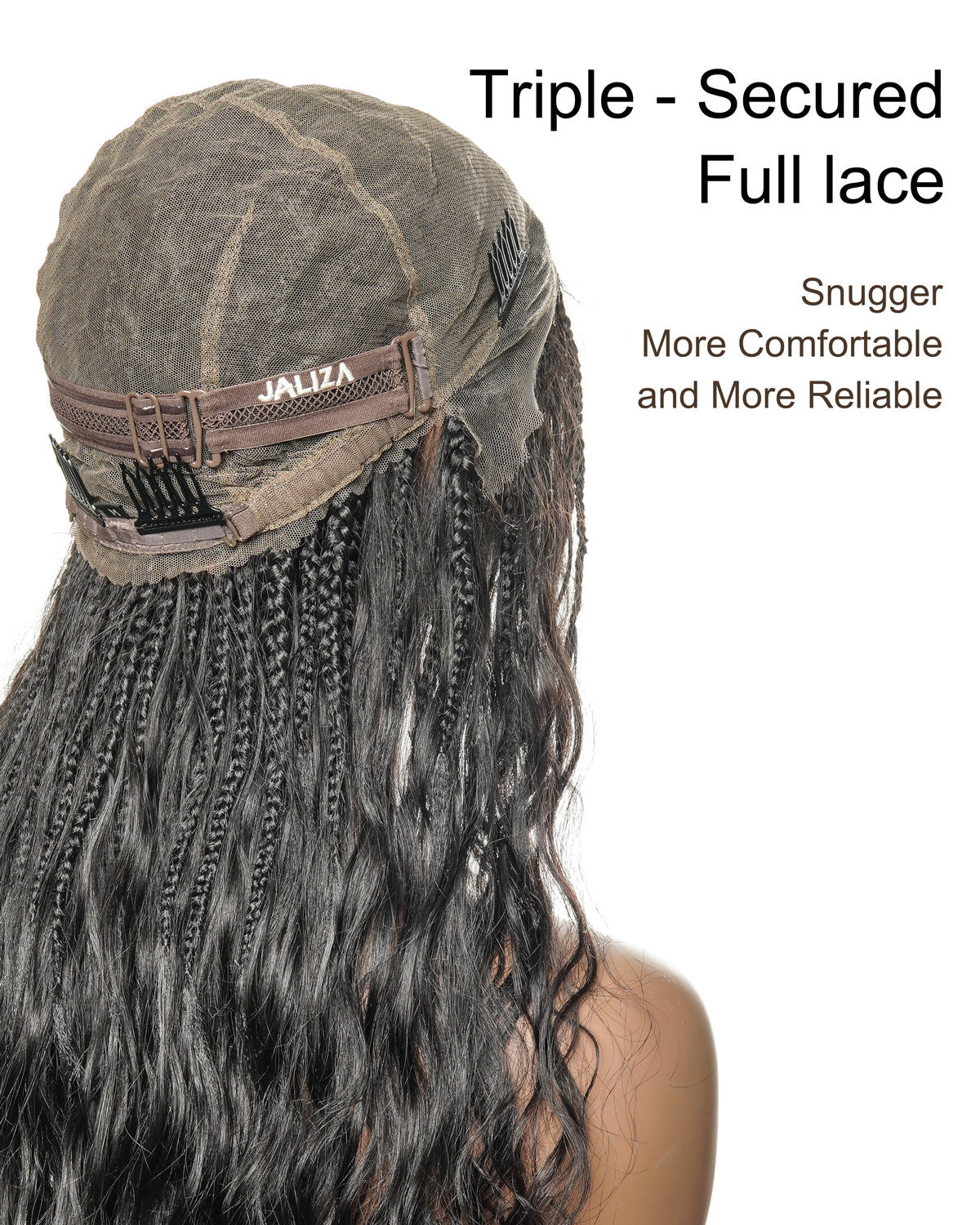 Perruque tressée bohème ondulée en cheveux humains, conception personnalisée - 121 mèches