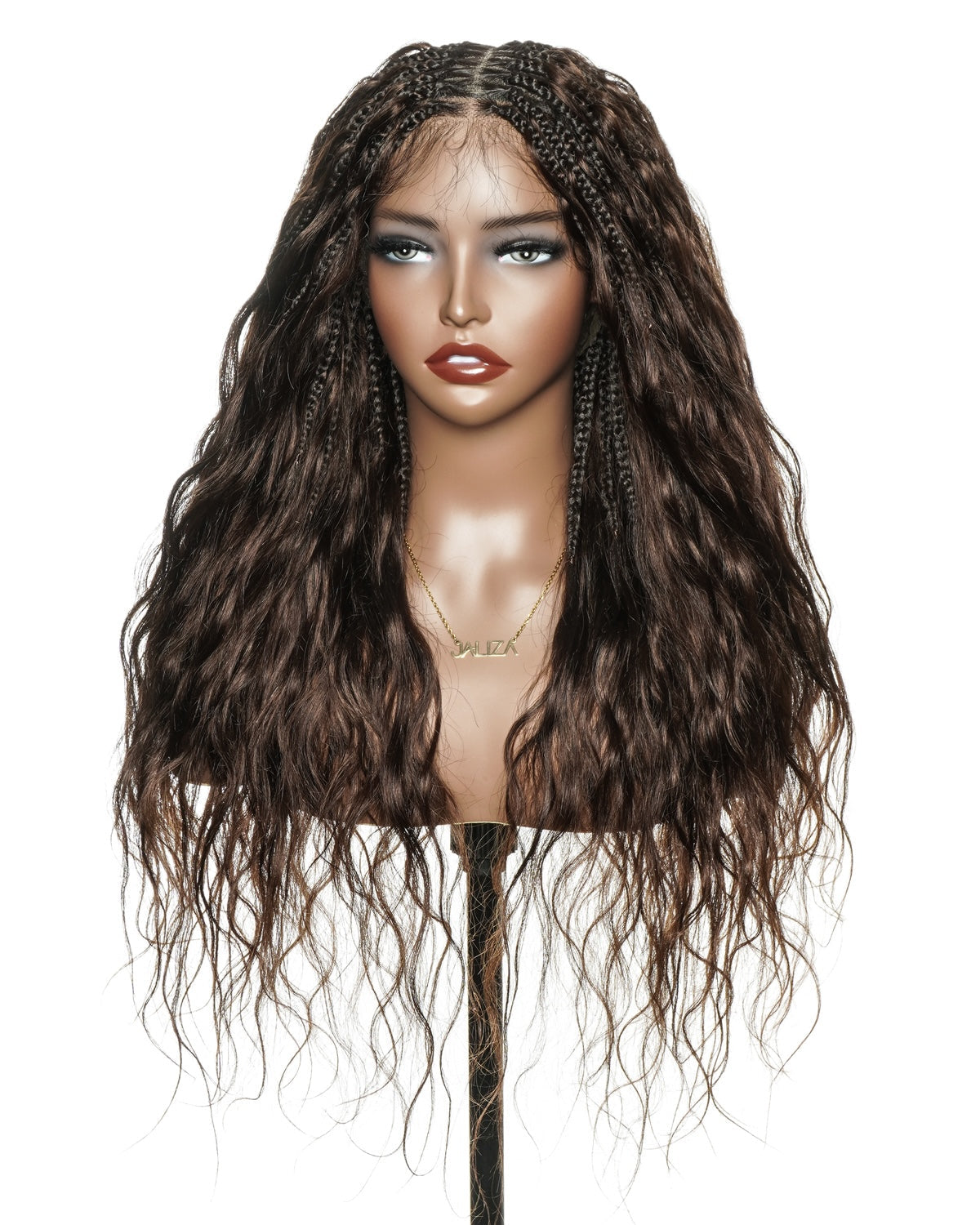 Perruque tressée bohème ondulée en cheveux humains, conception personnalisée - 121 mèches