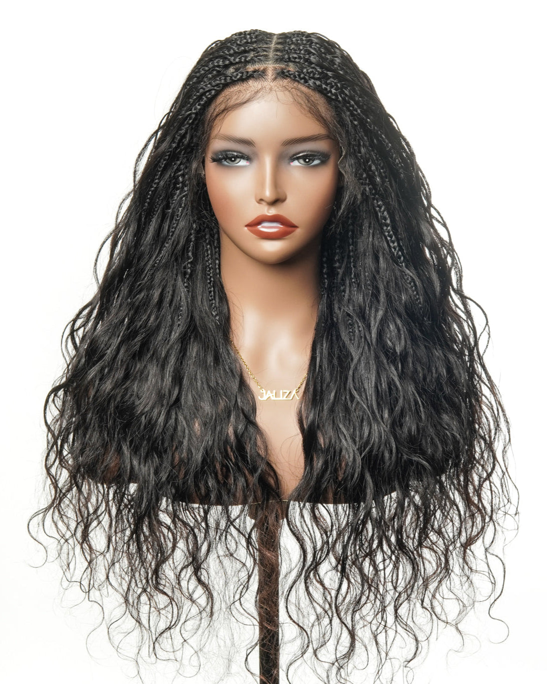 Perruque tressée bohème ondulée en cheveux humains, conception personnalisée - 121 mèches