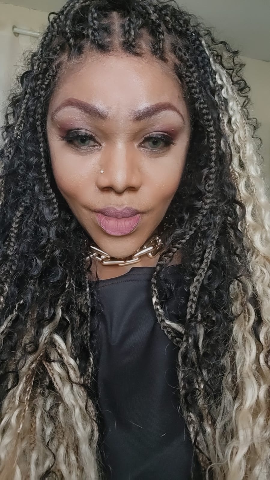 Perruque tressée Diane's 36" avec dentelle, cheveux humains pré-décolorés, style bohème ombré (très volumineuse)