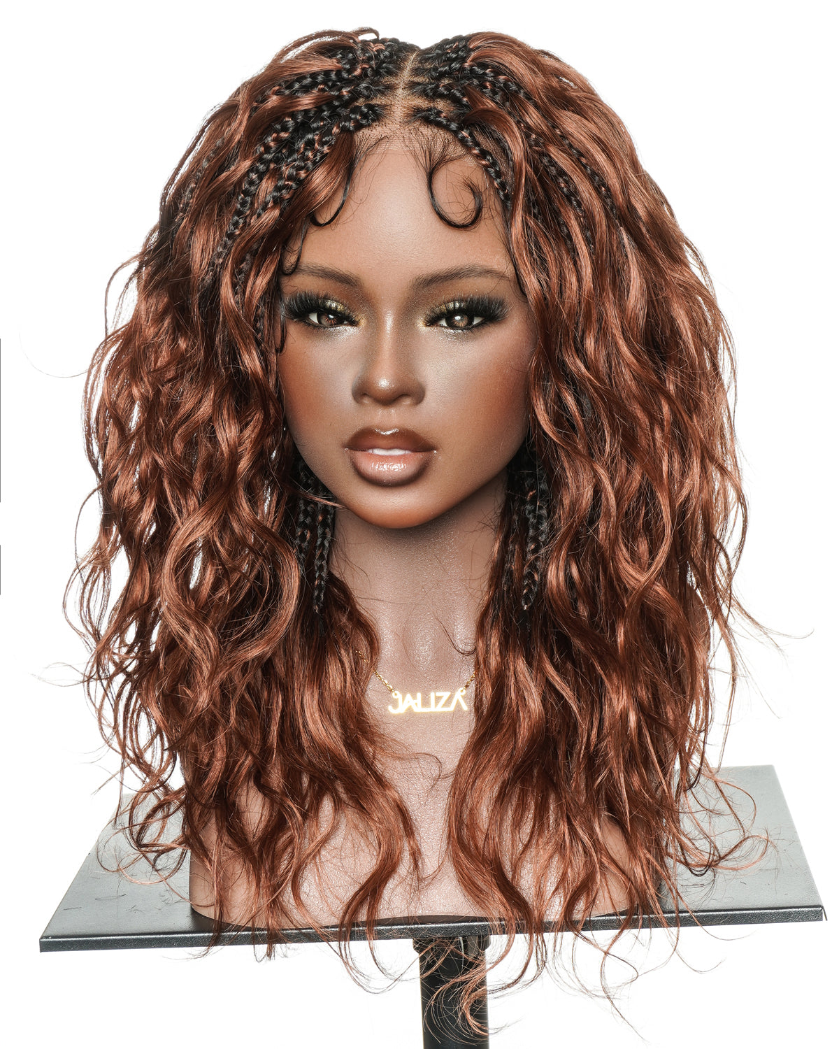 Michelle - Cheveux Humains Châtain Foncé Rougeâtre N°33 Sans Colle Ondulés Type Body Wave Bouclés Pré-décolorés HD Perruque Tressée Boîte Bohème Sans Nœuds à Dentelle Totale