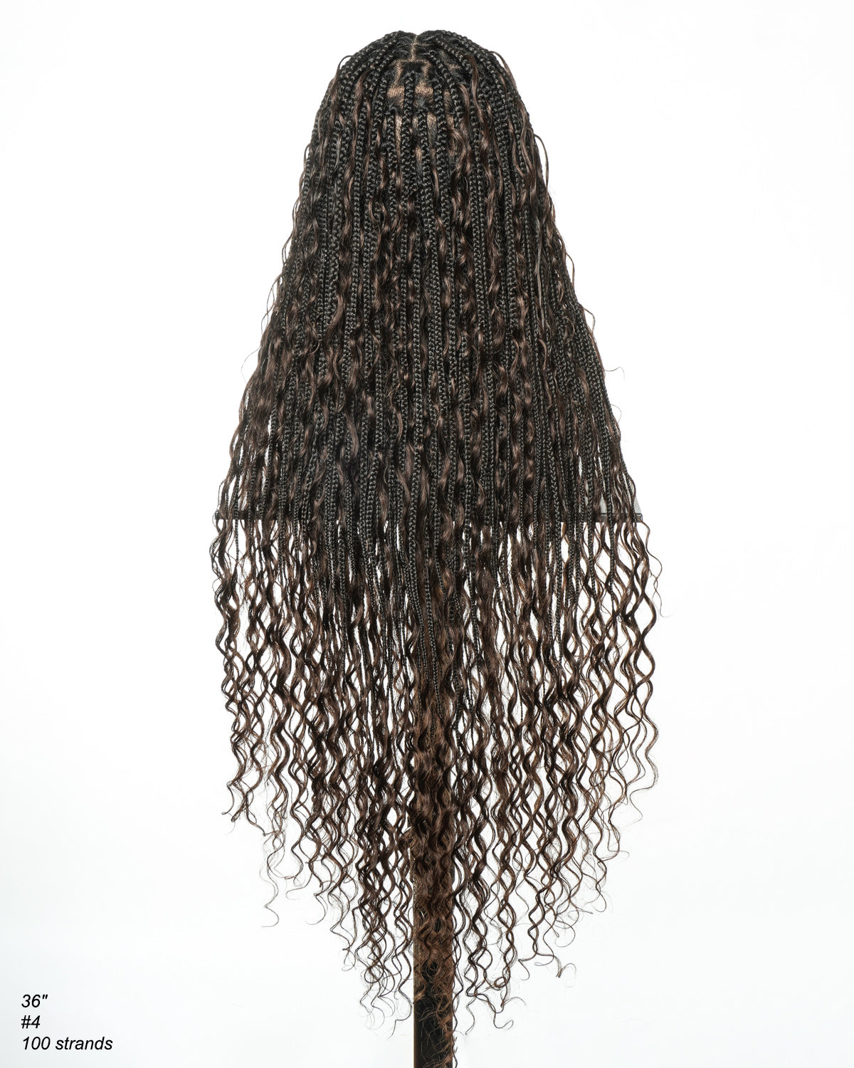 Kiki - Perruque tressée de type "Boho Box Braids" en dentelle suisse HD, pré-décolorée, 36 pouces