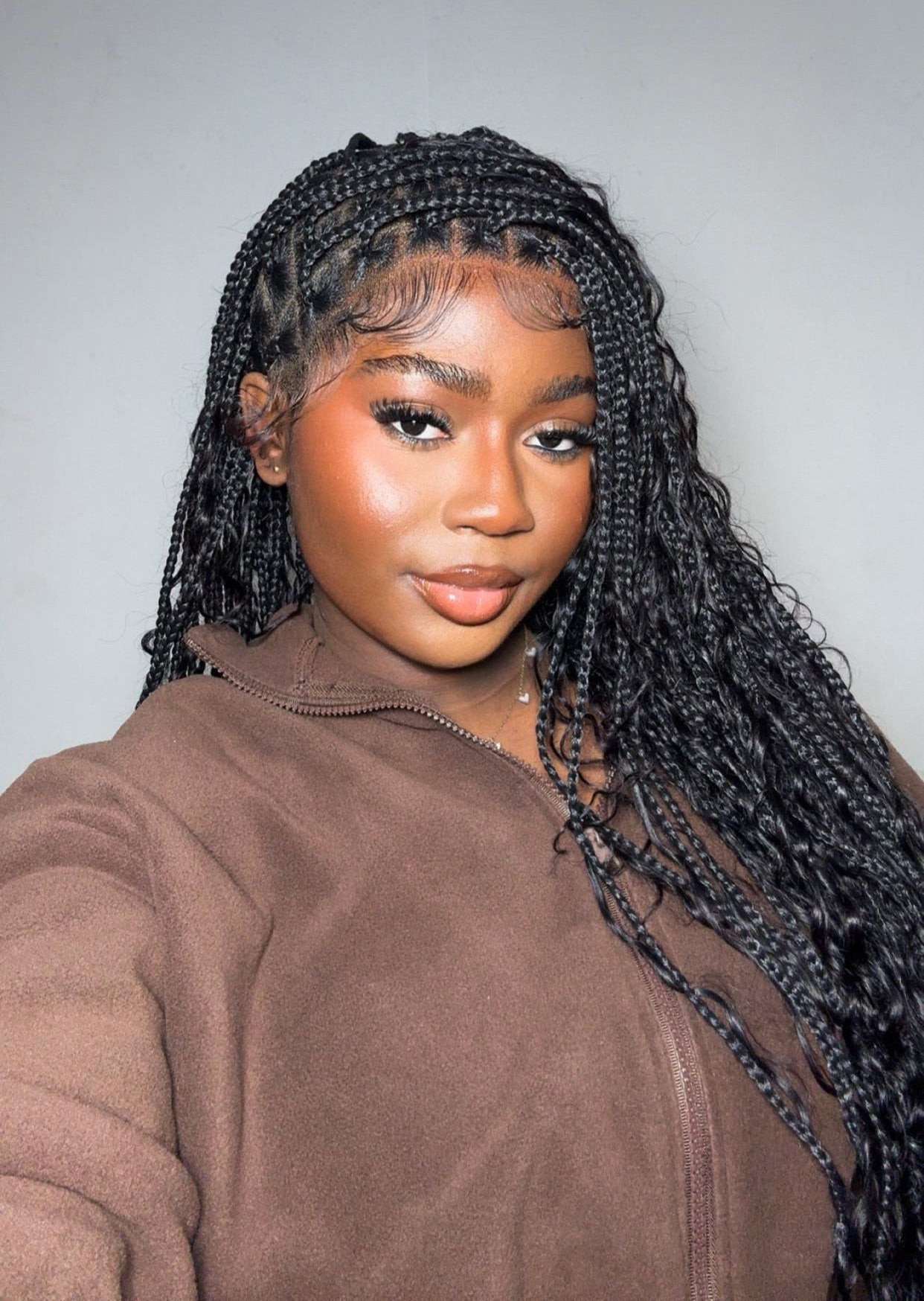 Perruque tressée de 36" avec boucles bohèmes en cheveux naturels et dentelle suisse HD, entièrement nouée à la main - Cheveux de bébé naturels