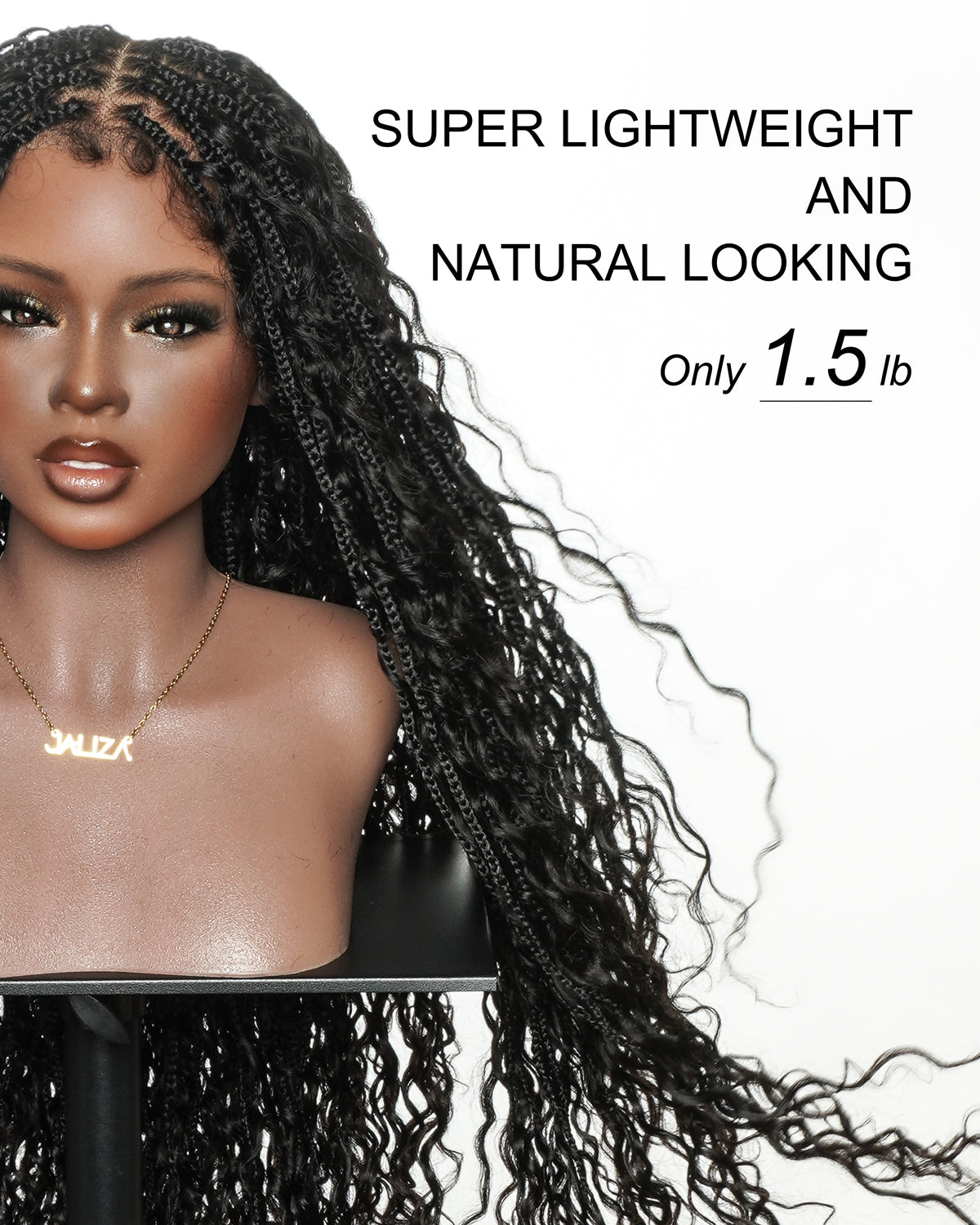 Amanda - Perruque Tressée Bohème sans Nœuds, Cheveux Humains, Bouclés, Dentelle HD Suisse Pré-Décolorée Ultra-Dense