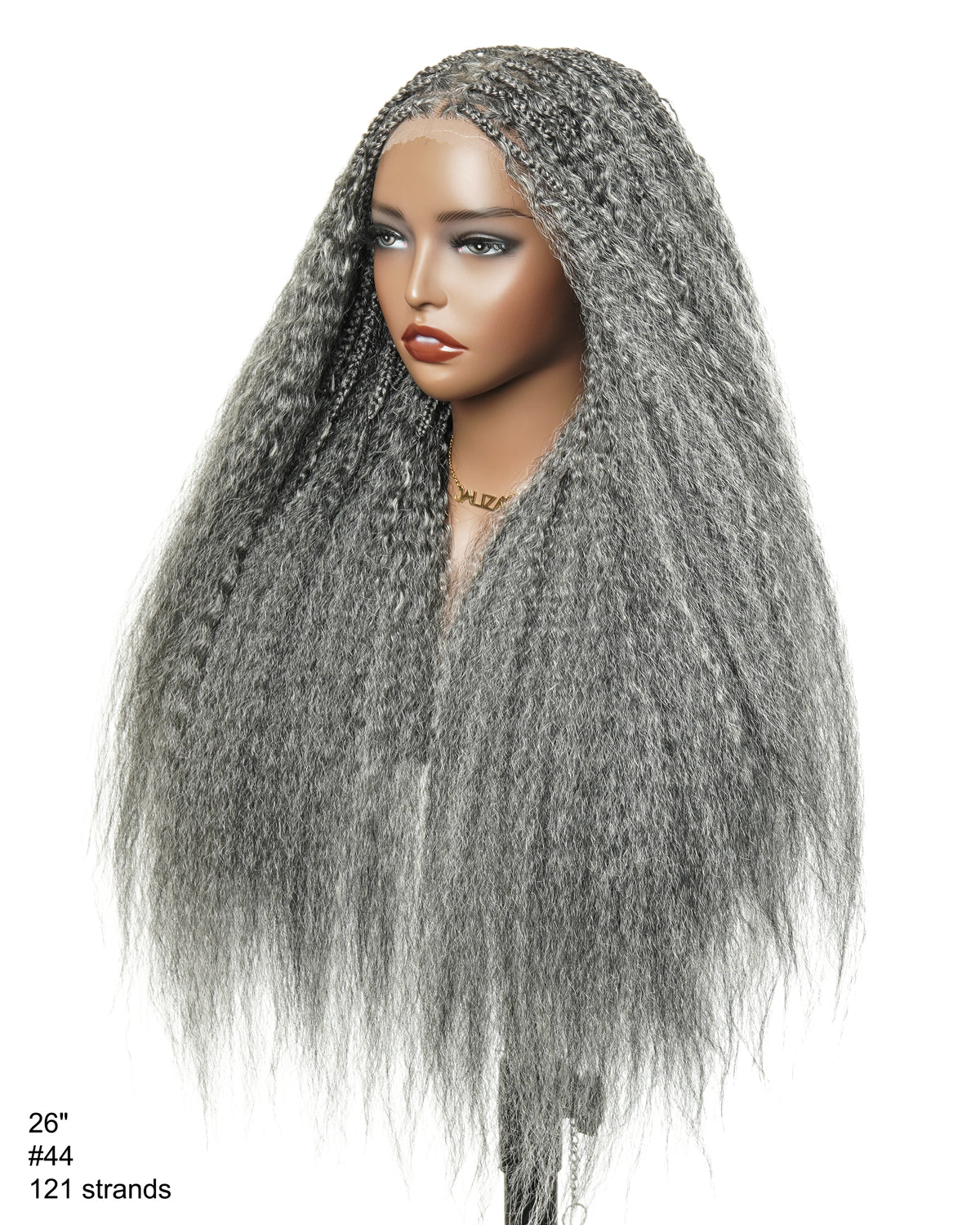 Makeda - Perruque ultra fournie tressée façon Bohème, cheveux naturels vierges lisses crépus de 71 cm