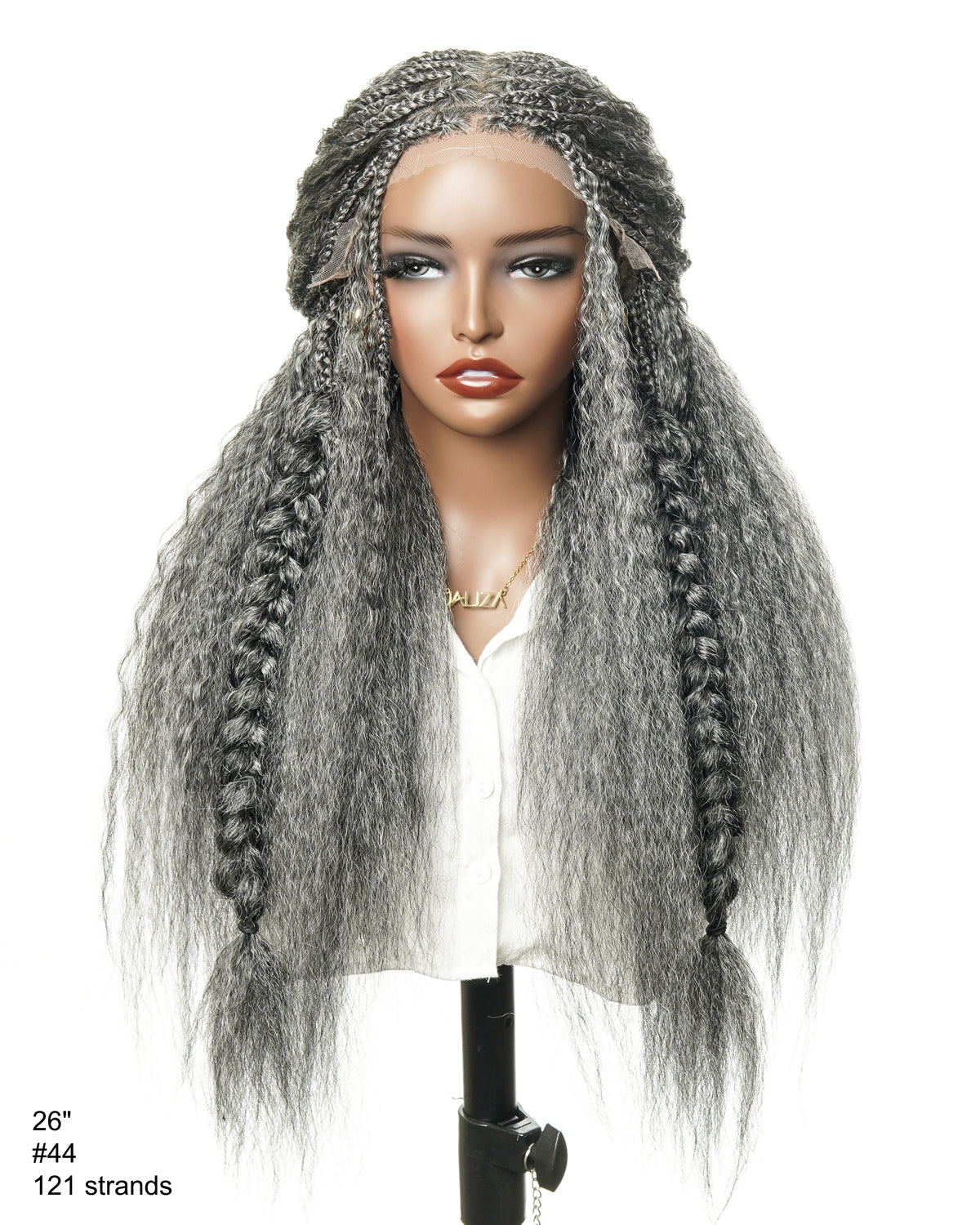 Makeda - Perruque ultra fournie tressée façon Bohème, cheveux naturels vierges lisses crépus de 71 cm