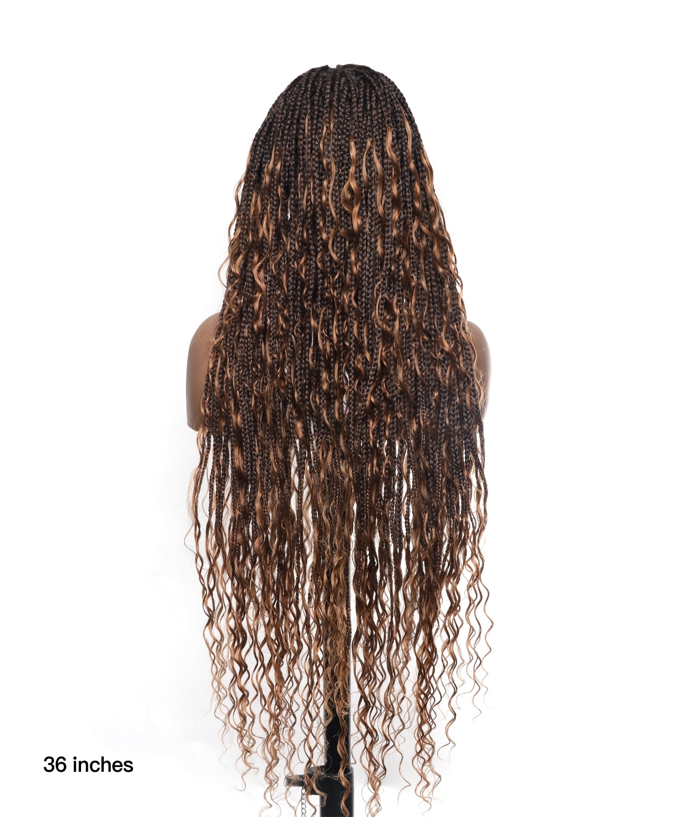 Perruque tressée carrée bohème sans nœuds, cheveux humains, base triangulaire, boucles bohèmes 36" HD, densité totale, 99 mèches