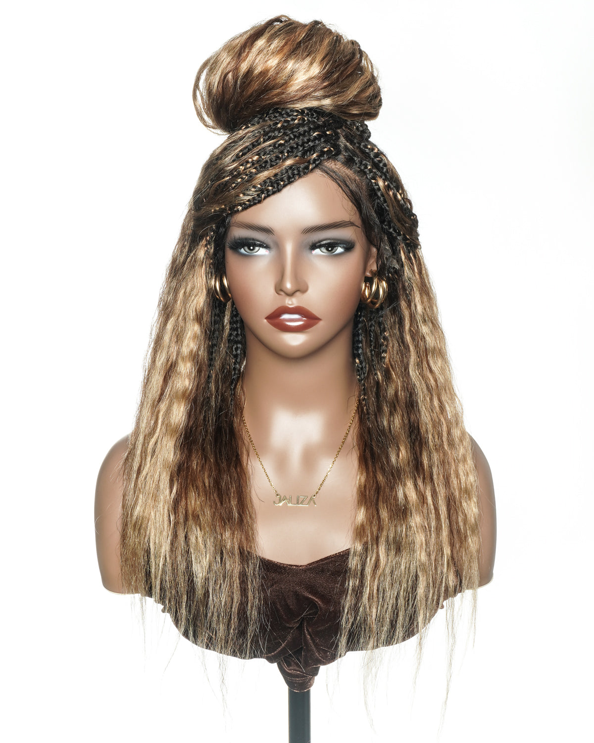 Raina - Perruque tressée Bohème ondulée et humide, adaptée aux petites têtes (bonnet de petite taille pour petite tête)