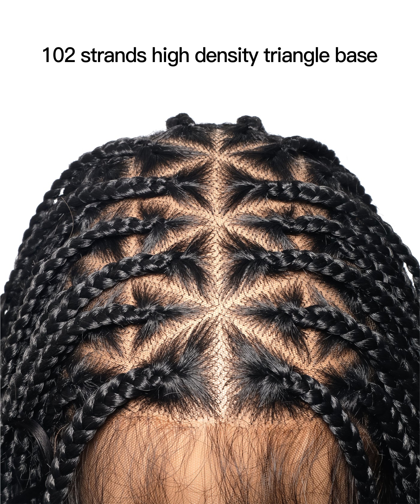 Perruque tressée de type "box braids" avec boucles bohèmes en cheveux humains sans nœuds, à base triangulaire et dentelle complète, sans emmêlement, 36" (États-Unis seulement)