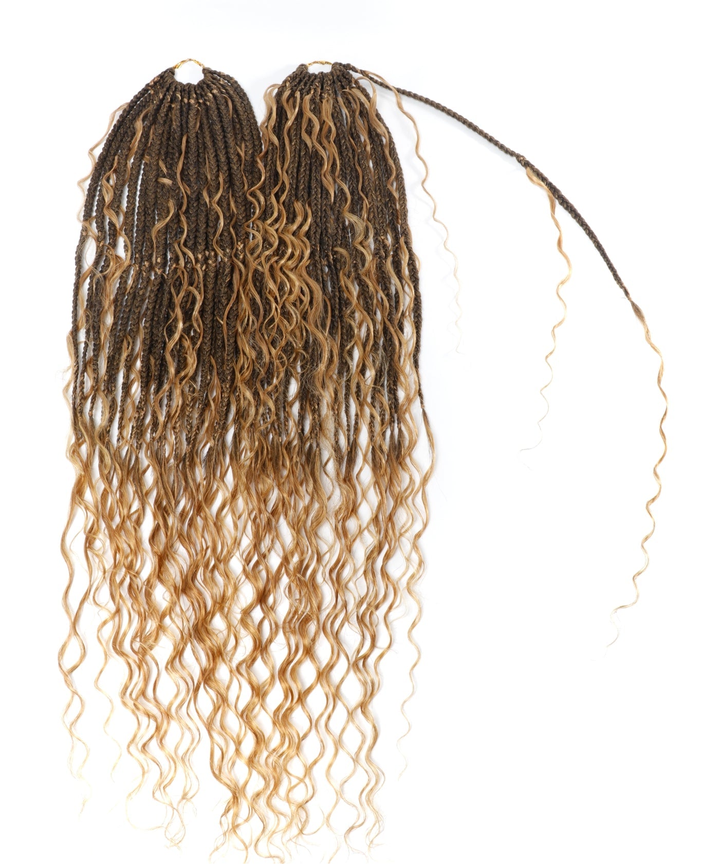 Tresses Boho Box au Crochet Pré-Bouclées de 24" Avec Boucles de Cheveux Humains Ondulés - 80 Brins/Paquet
