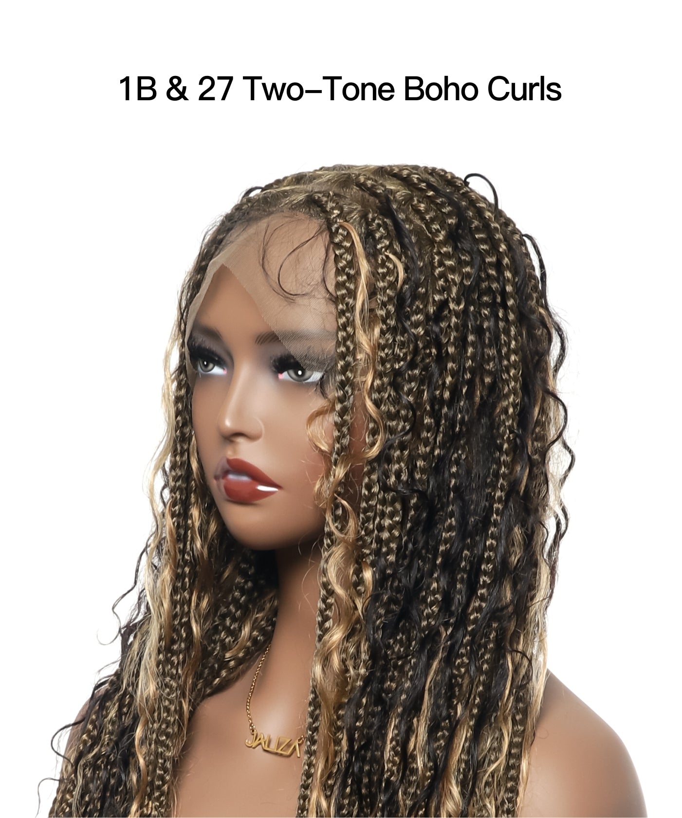Perruque tressée Human Hair Boho Box en dentelle HD 36 pouces 100 mèches - Bordeaux clair