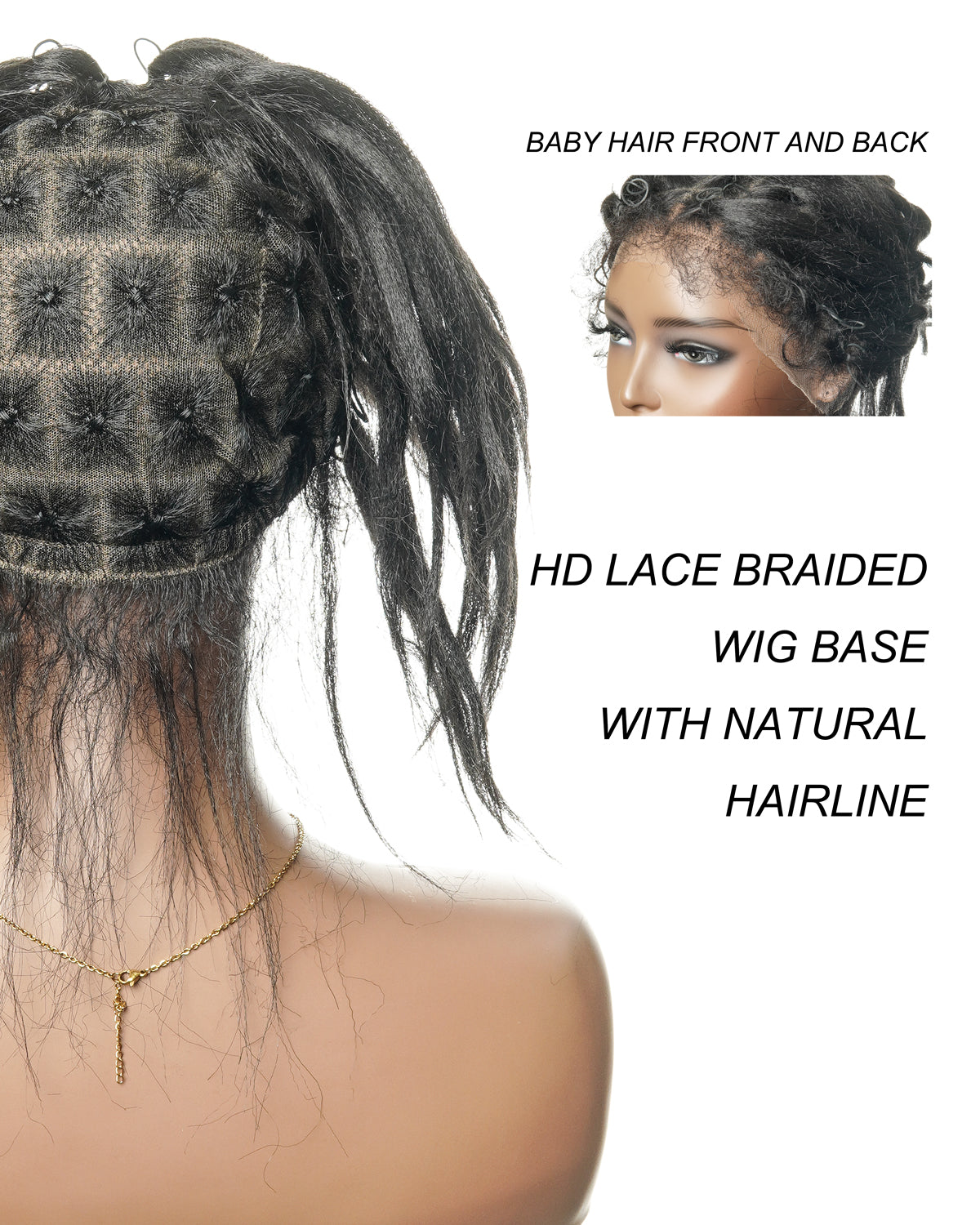 Bonnet HD entièrement lacé pour le tressage de cheveux - Cheveux humains avec baby hair - Pour l'alopécie et les cheveux clairsemés