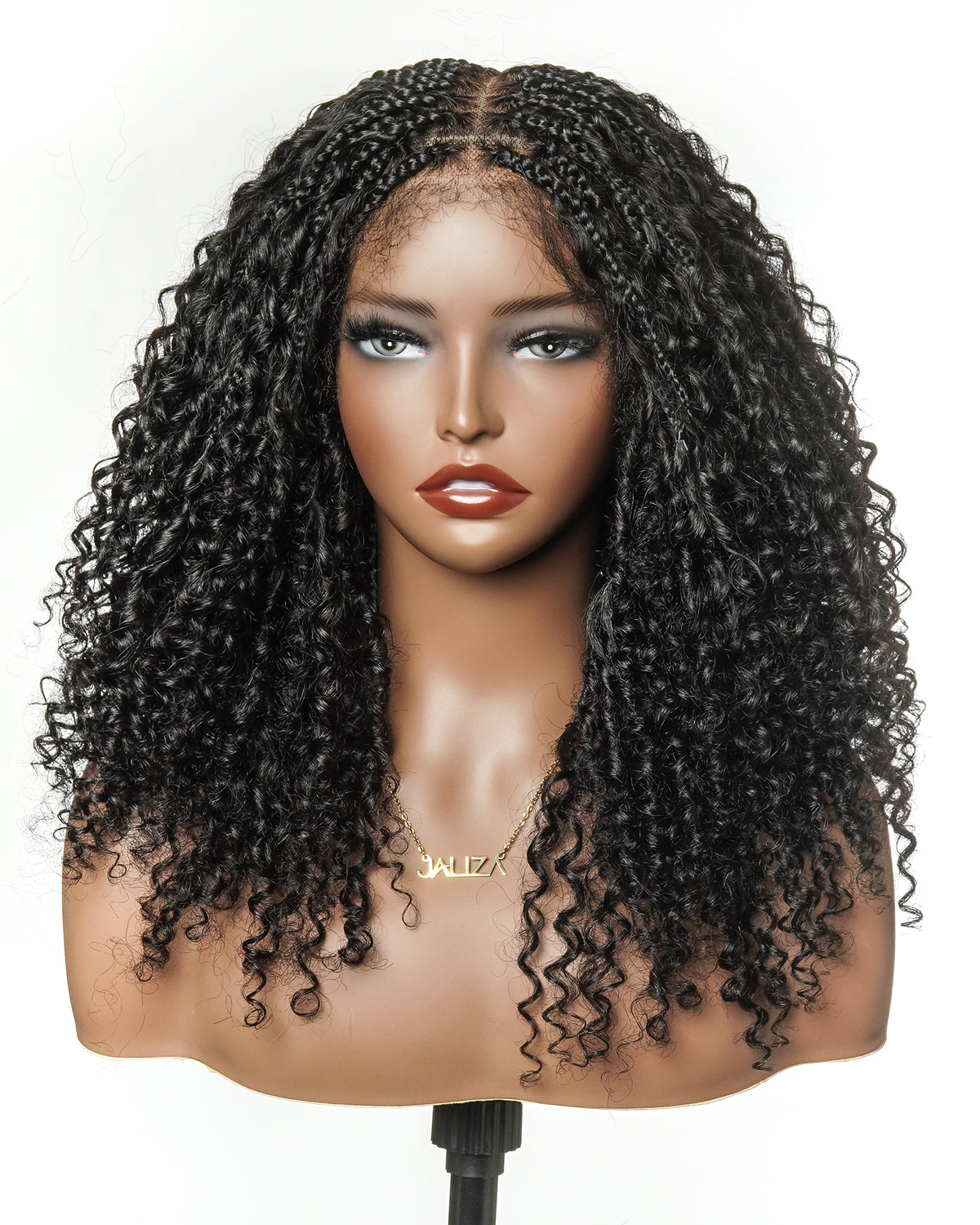 Lulu - Perruque bouclée tressée en dentelle intégrale suisse HD pré-décolorée en cheveux naturels, style bohème, Bora Bora