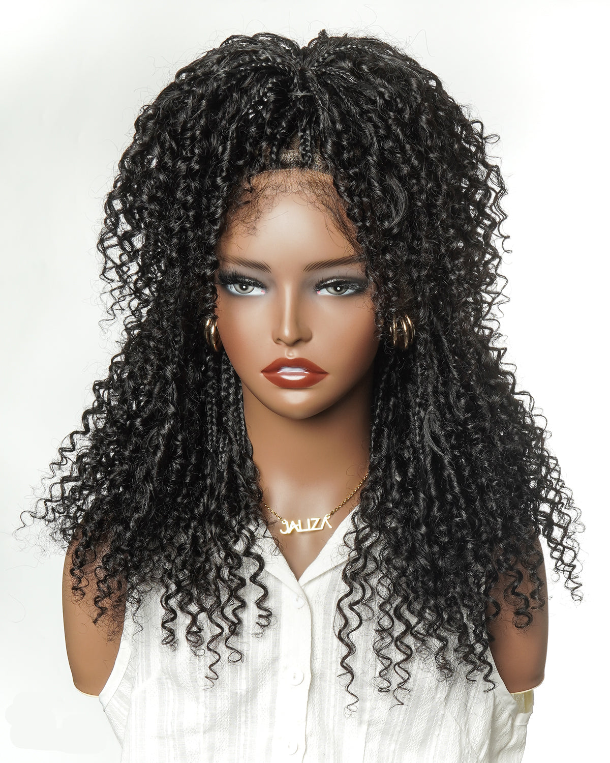 Lulu - Perruque bouclée tressée en dentelle intégrale suisse HD pré-décolorée en cheveux naturels, style bohème, Bora Bora