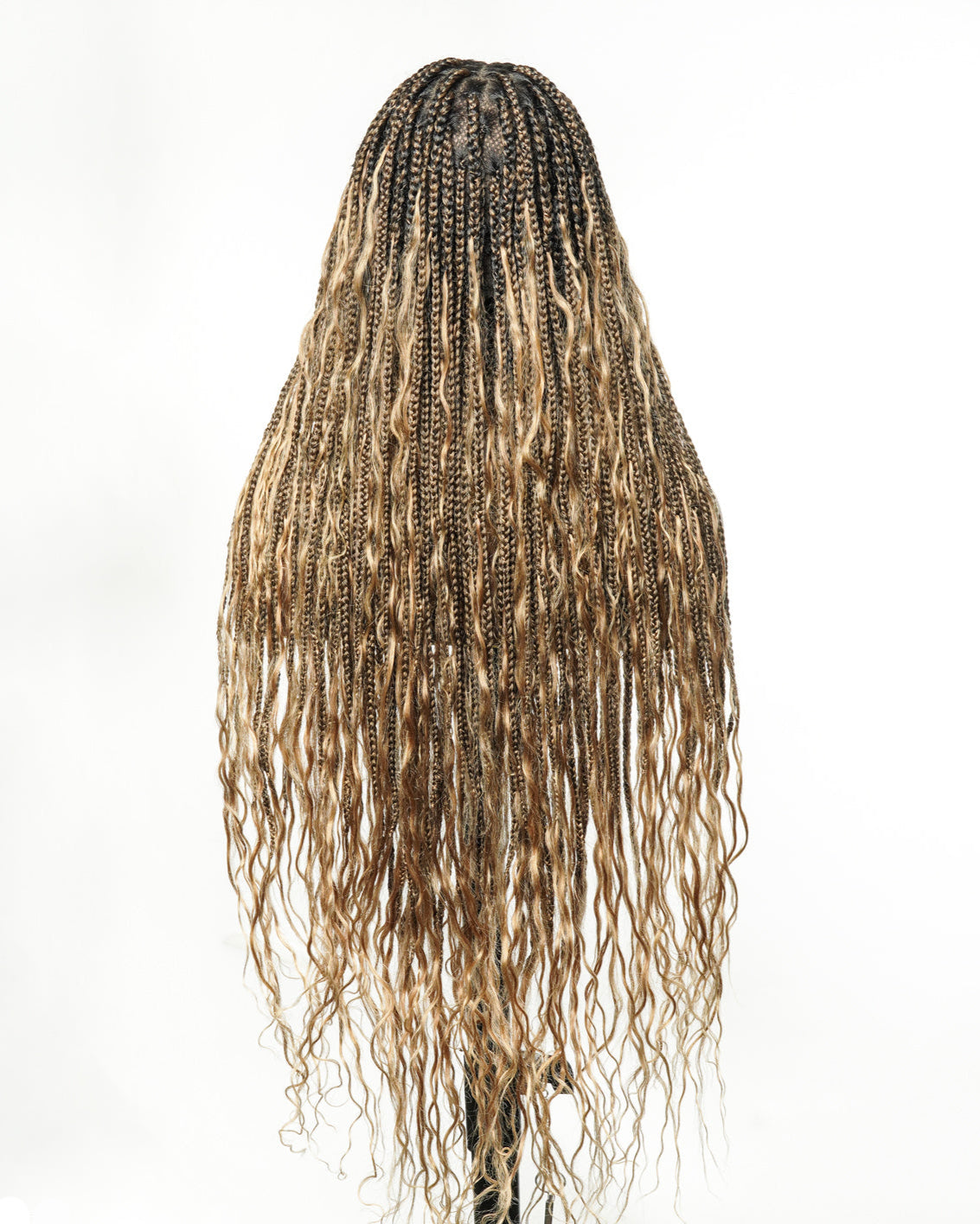 Kiki - Perruque tressée de type "Boho Box Braids" en dentelle suisse HD, pré-décolorée, 36 pouces
