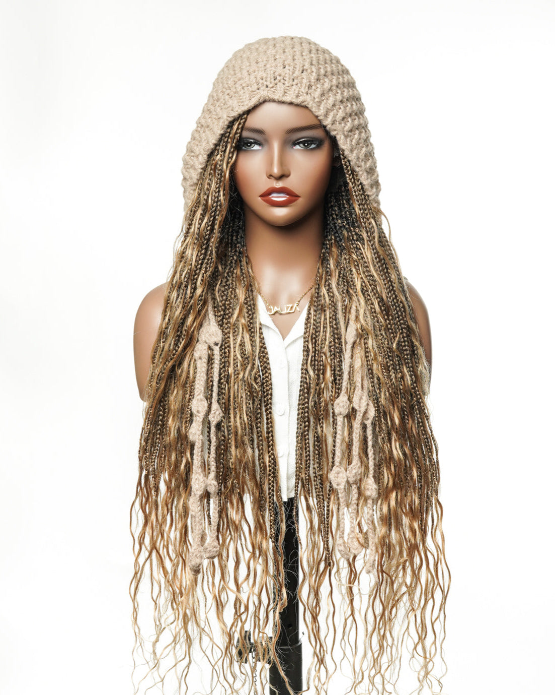 Swiss HD Full Lace Human Hair Boho Curls 36" Knotless Boho Box Braided Wig