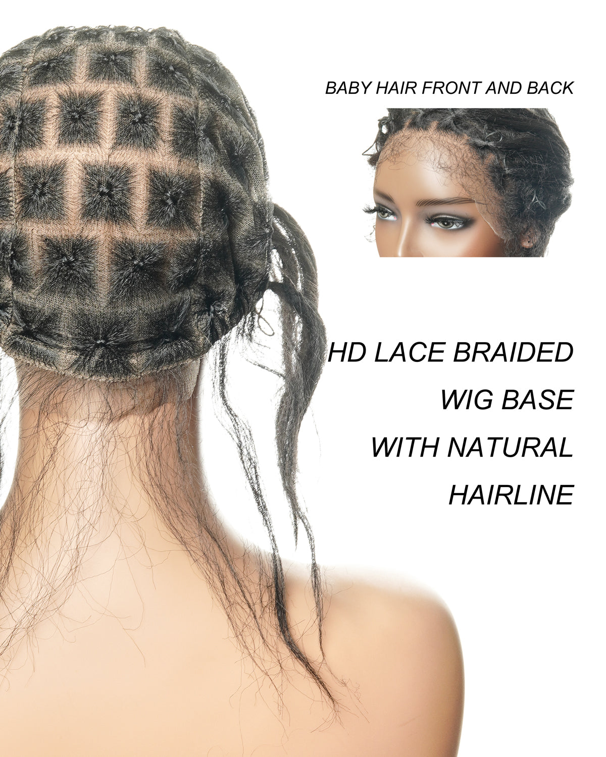 Bonnet HD entièrement lacé pour le tressage de cheveux - Cheveux humains avec baby hair - Pour l'alopécie et les cheveux clairsemés