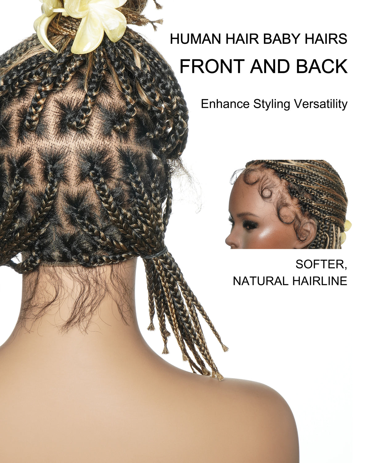 Perruque tressée de 12 pouces "Boho Box Braid" entièrement prélavée