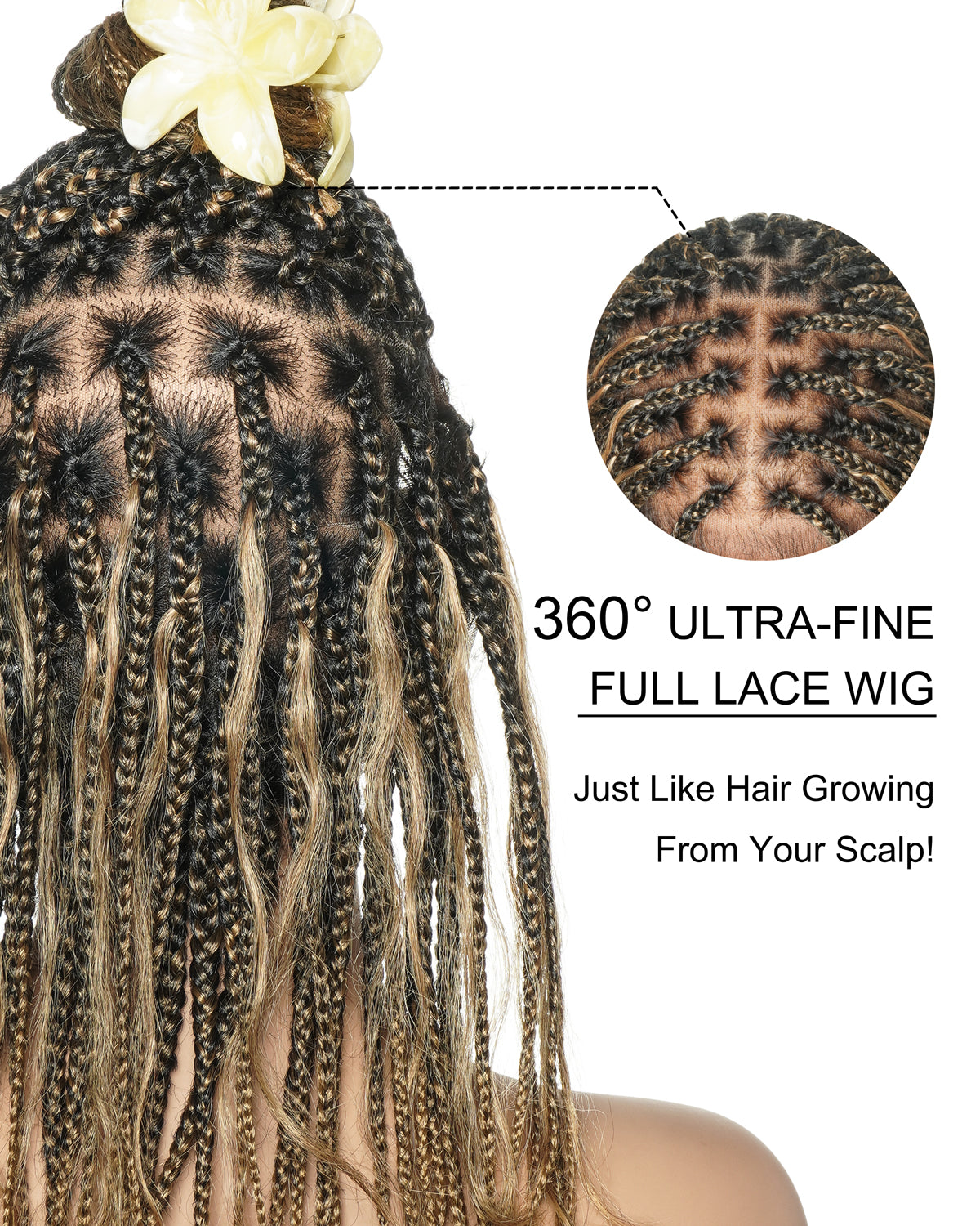 Perruque tressée de 12 pouces "Boho Box Braid" entièrement prélavée
