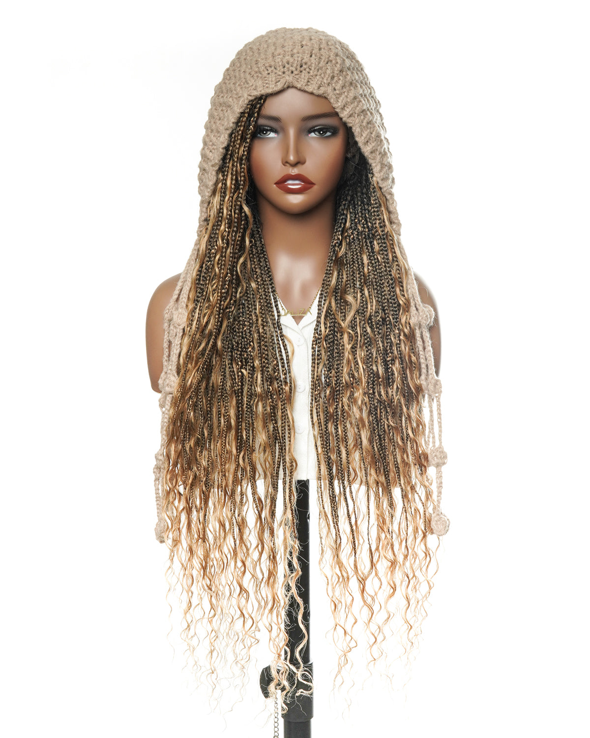 Perruque tressée boîte bohème sans nœuds, 100 % cheveux humains, boucles bohèmes, avec dentelle transparente intégrale et nouée à la main