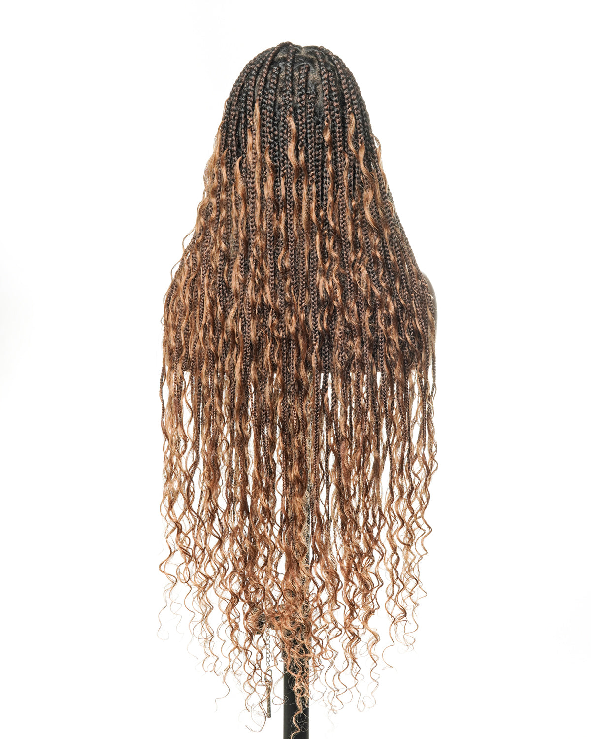 Perruque tressée boîte bohème sans nœuds, 100 % cheveux humains, boucles bohèmes, avec dentelle transparente intégrale et nouée à la main