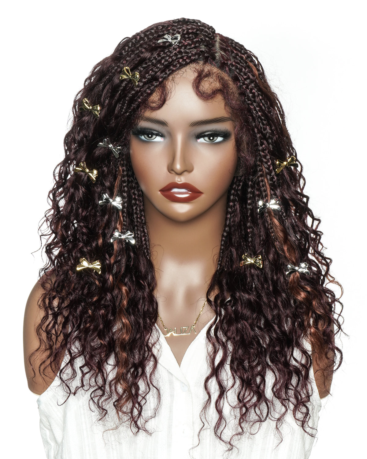 Lumina - 18" Piano Color Swiss HD Full Lace Human Hair Boho Braided Wig