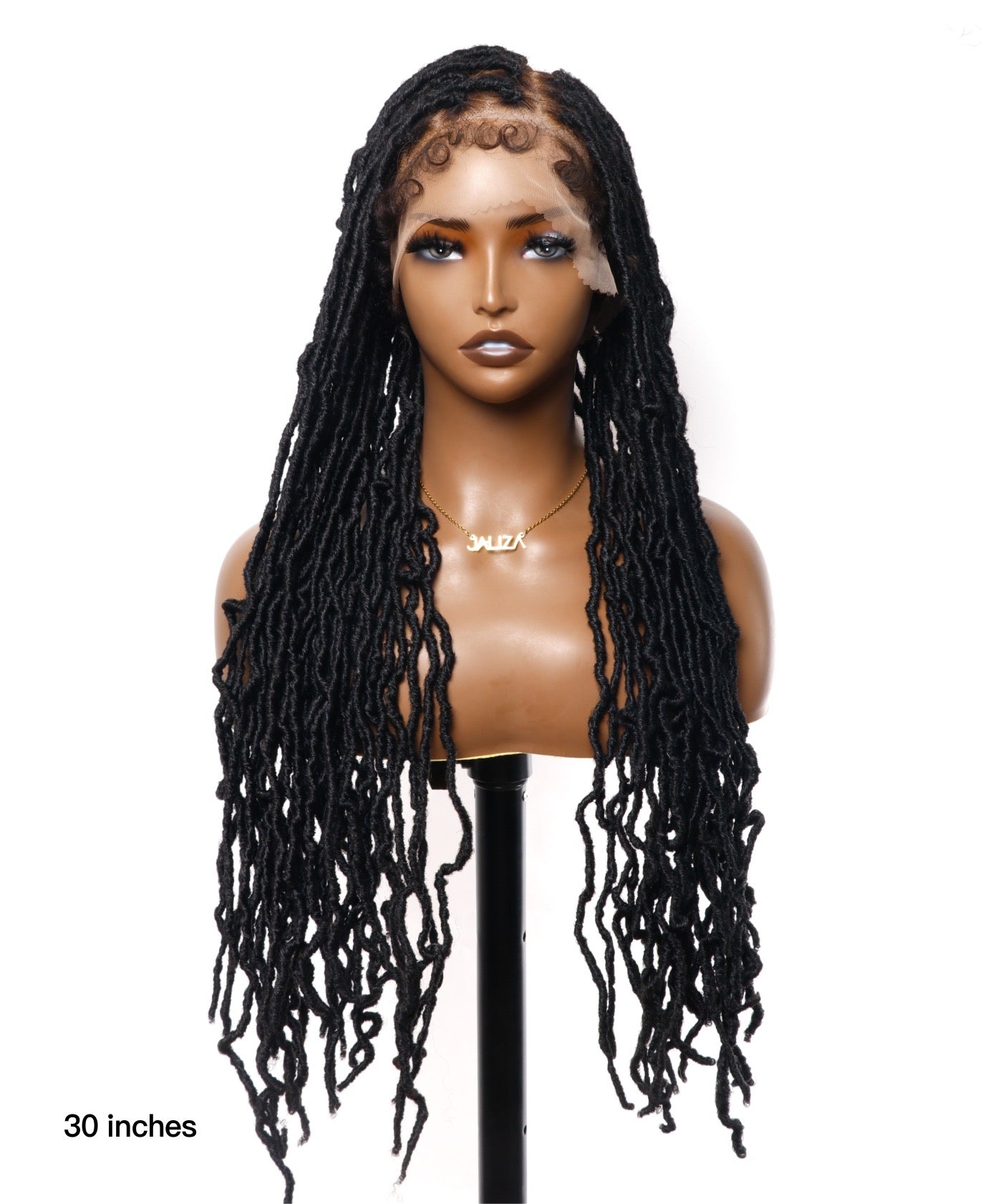 Perruque tressée avec locs en dentelle de cheveux humains pré-décolorés 30" 65 mèches - Cheveux de bébé humains