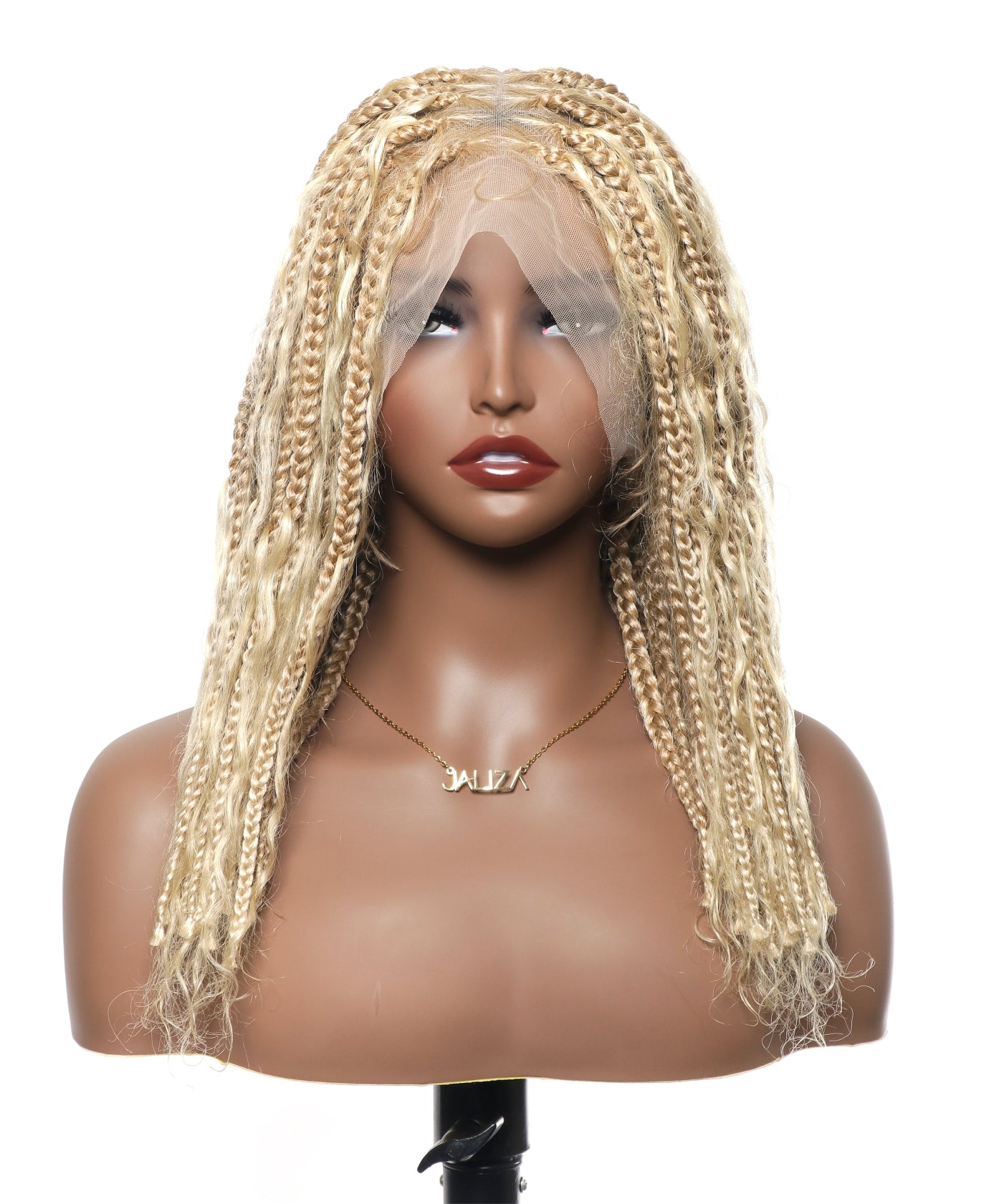 Perruque tressée sans nœuds 102 mèches, base triangulaire haute densité, boucles bohèmes, cheveux humains 14"