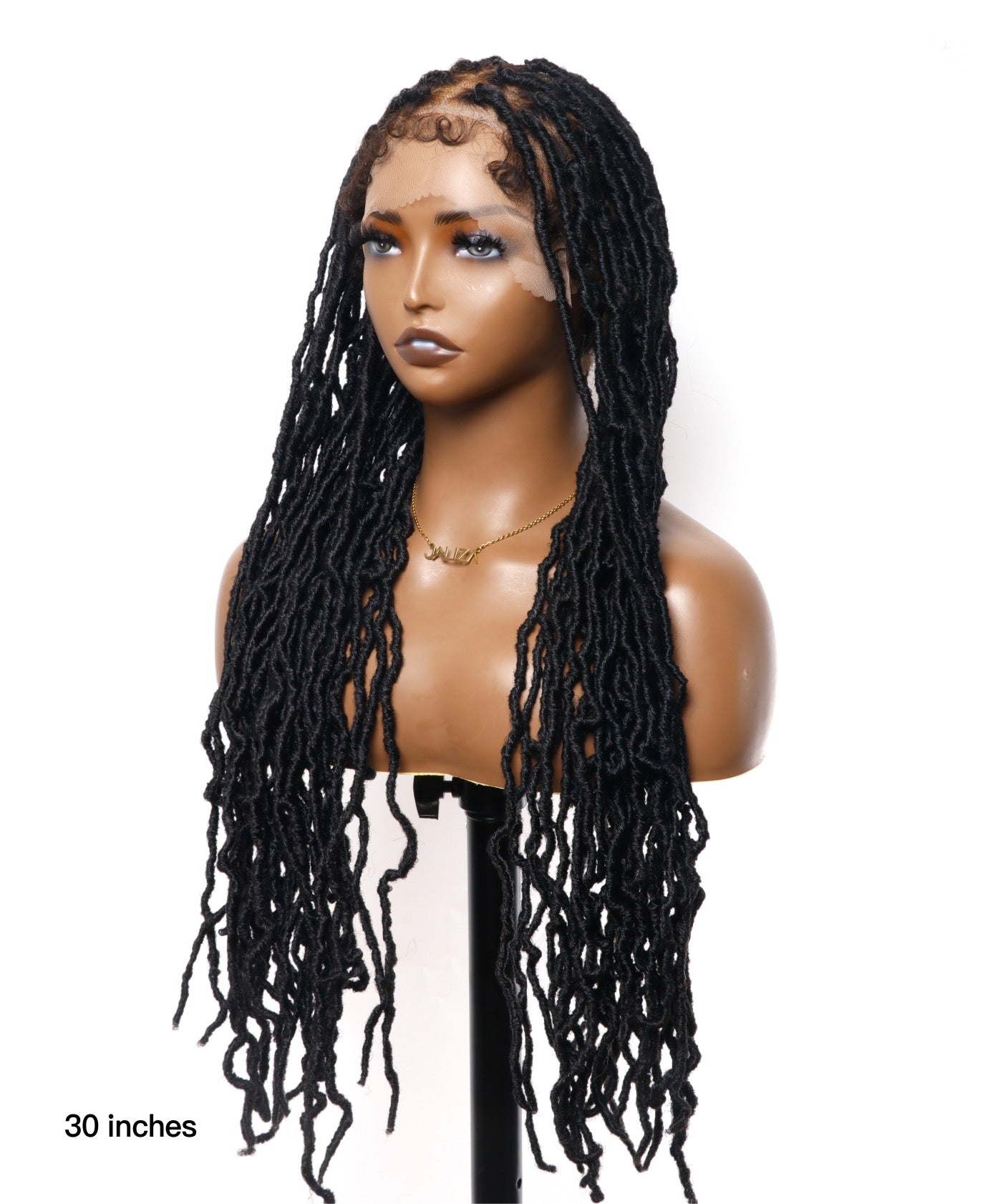 Perruque tressée avec locs en dentelle de cheveux humains pré-décolorés 30" 65 mèches - Cheveux de bébé humains