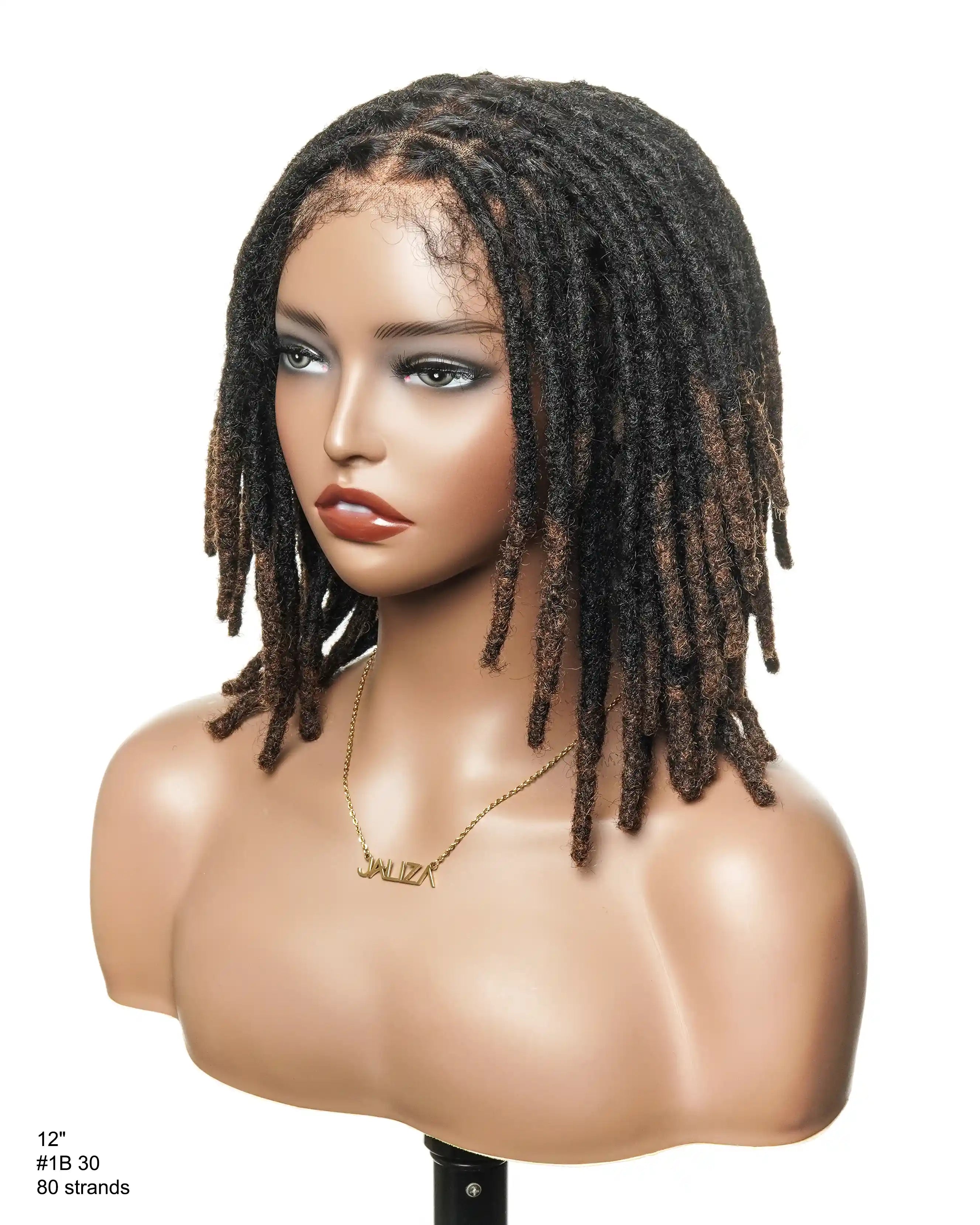 Perruque en dentelle complète Swiss HD pré-blanchie, 100 % cheveux naturels, dreadlocks de 12" qualité salon (une seule tresse mesure 6.5"-8.2")