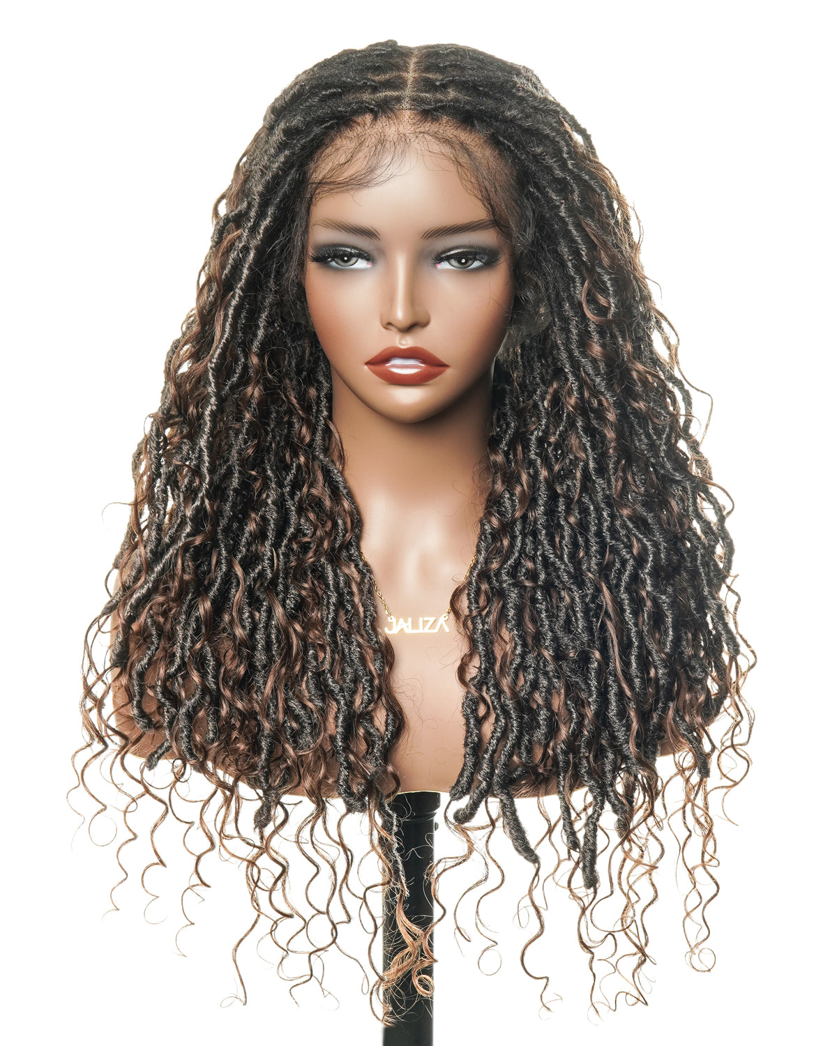 Perruque de Locs Boho sans nœuds en cheveux humains naturels avec boucles Boho et dentelle suisse HD, qualité salon