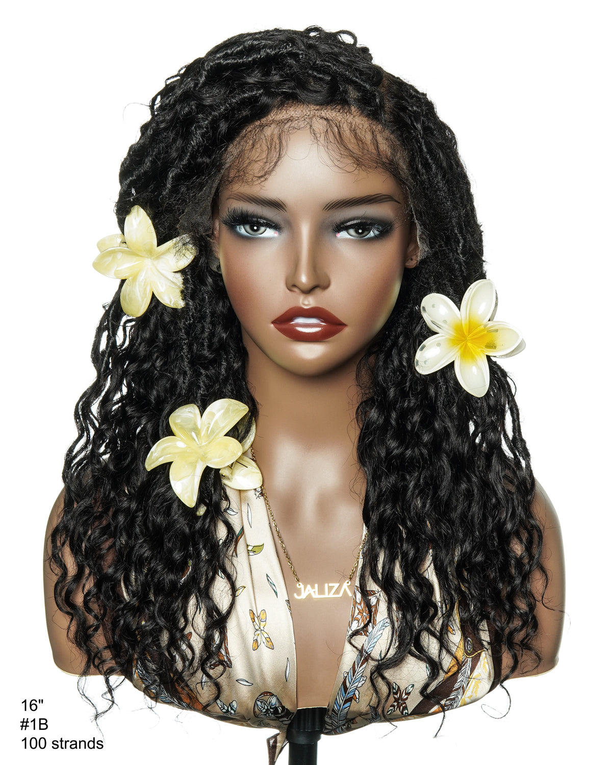 Lola - Perruque Boho Locs suisse HD pré-blanchie de 16 po avec boucles Boho en cheveux naturels
