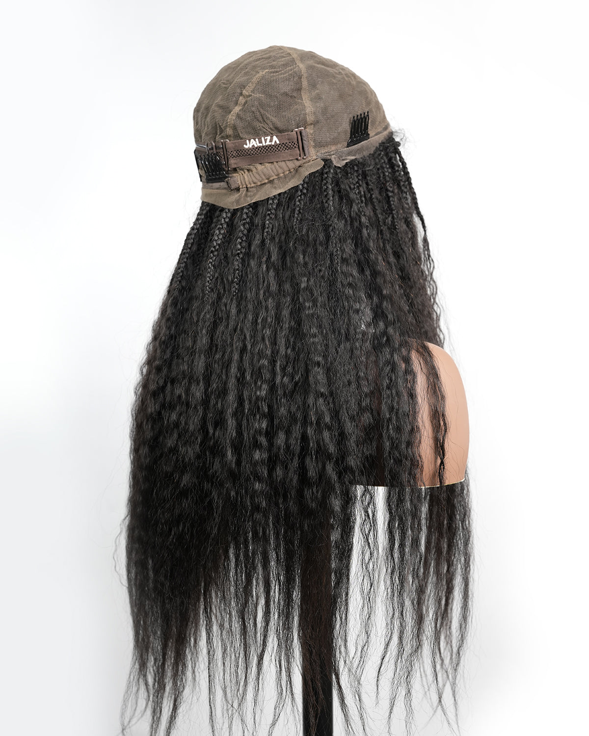 Makeda - Perruque ultra fournie tressée façon Bohème, cheveux naturels vierges lisses crépus de 71 cm