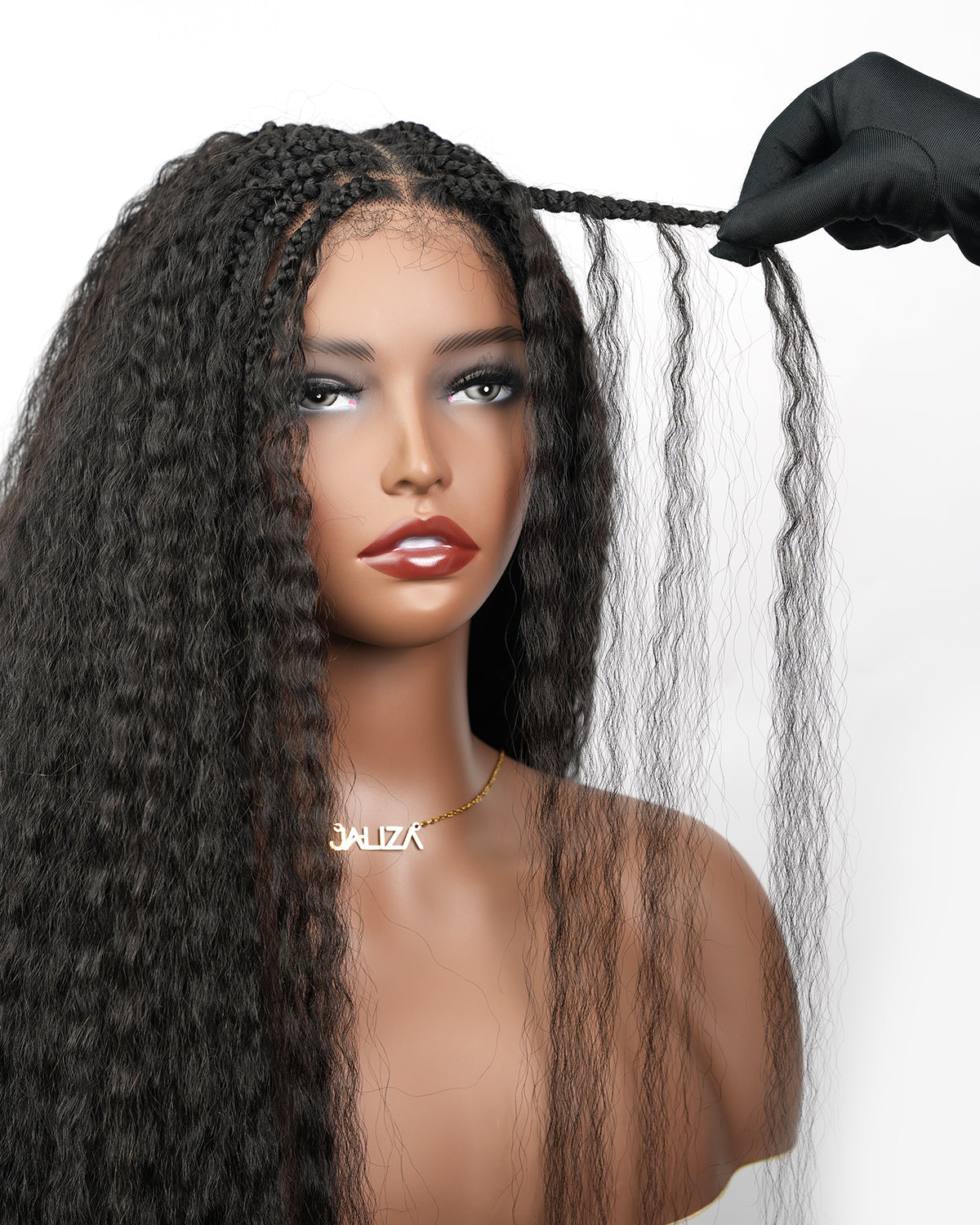 Makeda - Perruque ultra fournie tressée façon Bohème, cheveux naturels vierges lisses crépus de 71 cm